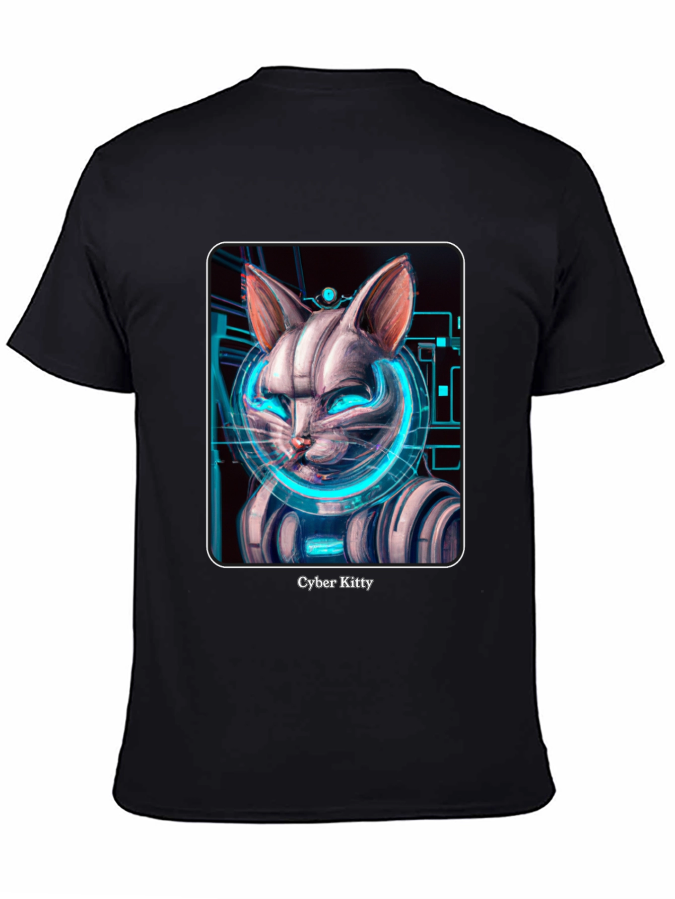 Cyber Kitty T-Shirt - Futuristic Cat Design