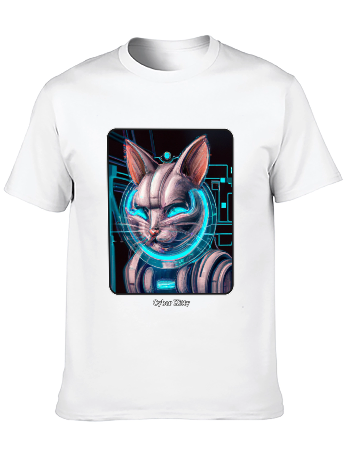 Cyber Kitty T-Shirt - Futuristic Cat Design
