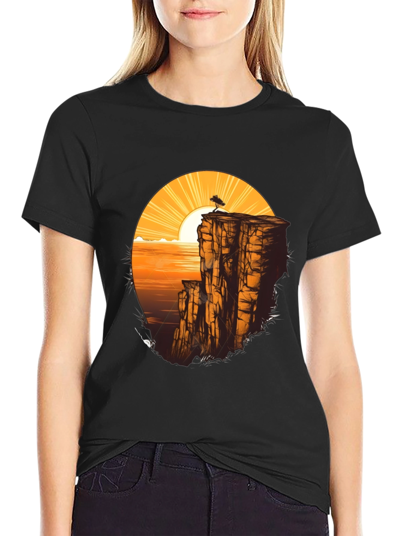 Cliff & Sunset Graphic Tee - Black