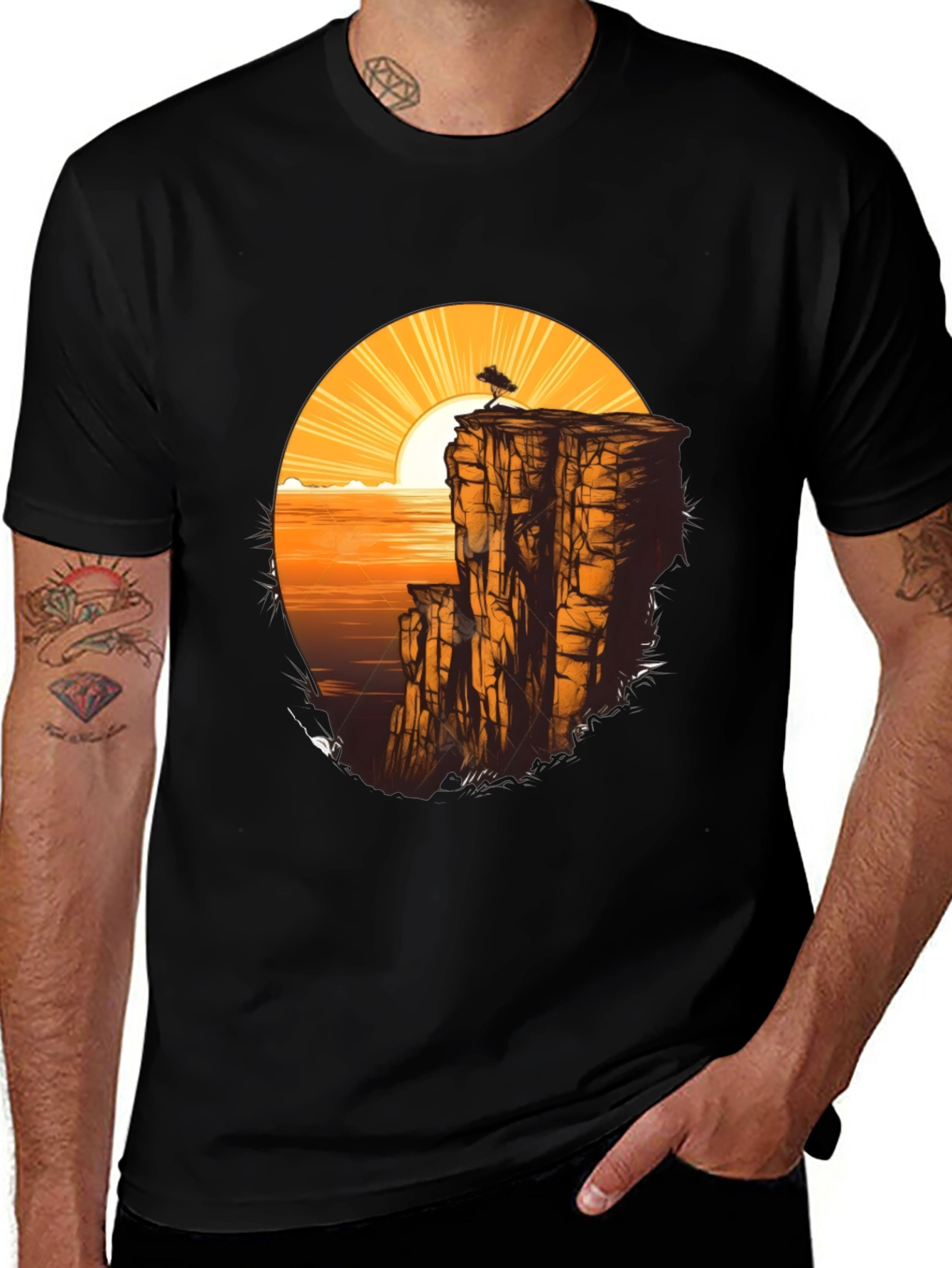 Cliff & Sunset Graphic Tee - Black