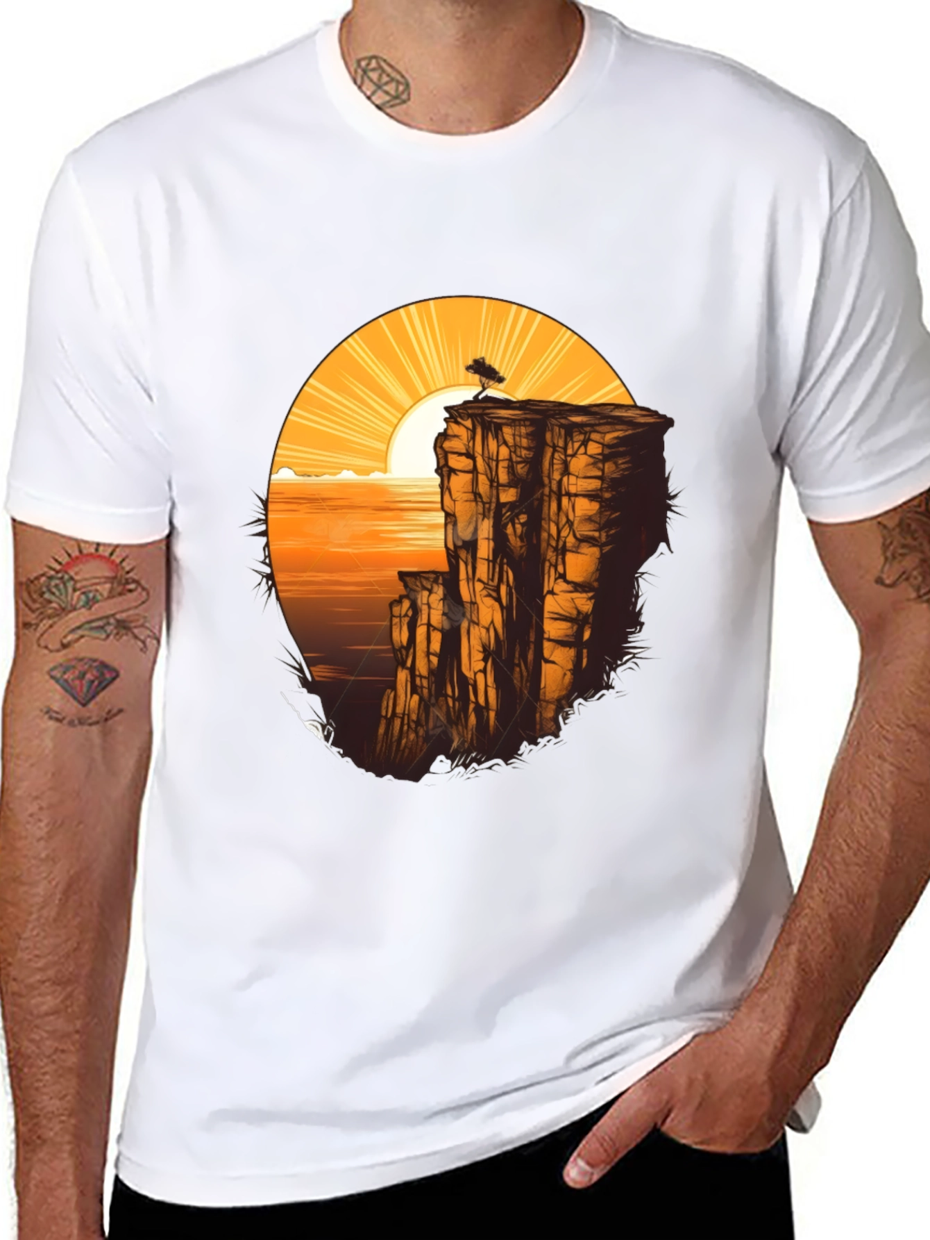 Cliff & Sunset Graphic Tee - Black
