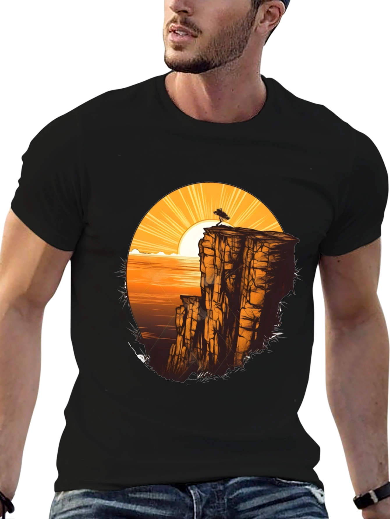 Cliff & Sunset Graphic Tee - Black