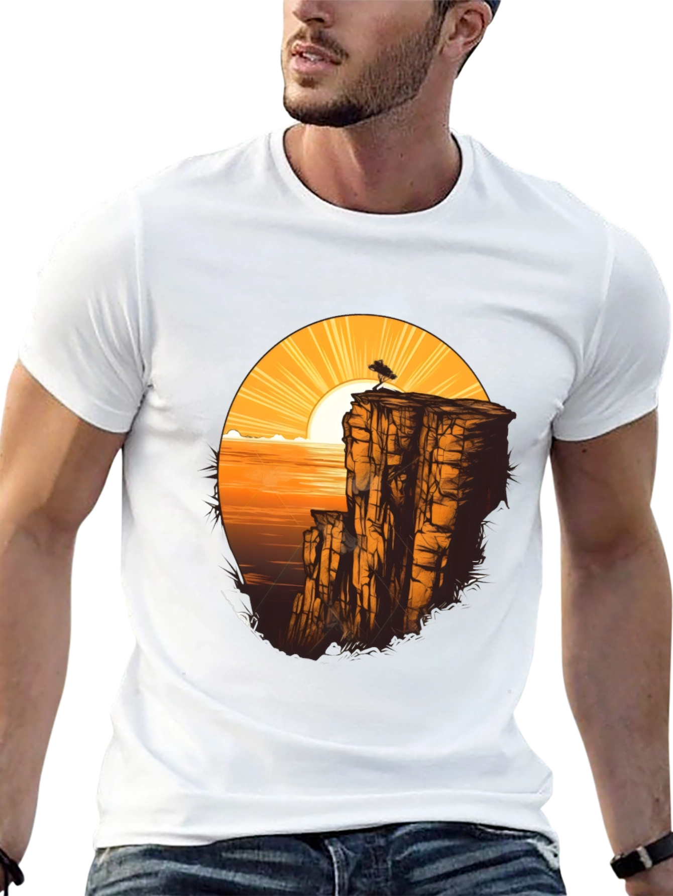 Cliff & Sunset Graphic Tee - Black