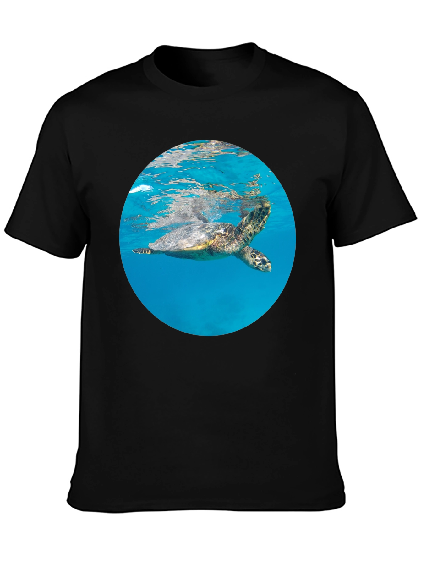 Sea Turtle Graphic Tee - Black Crew Neck