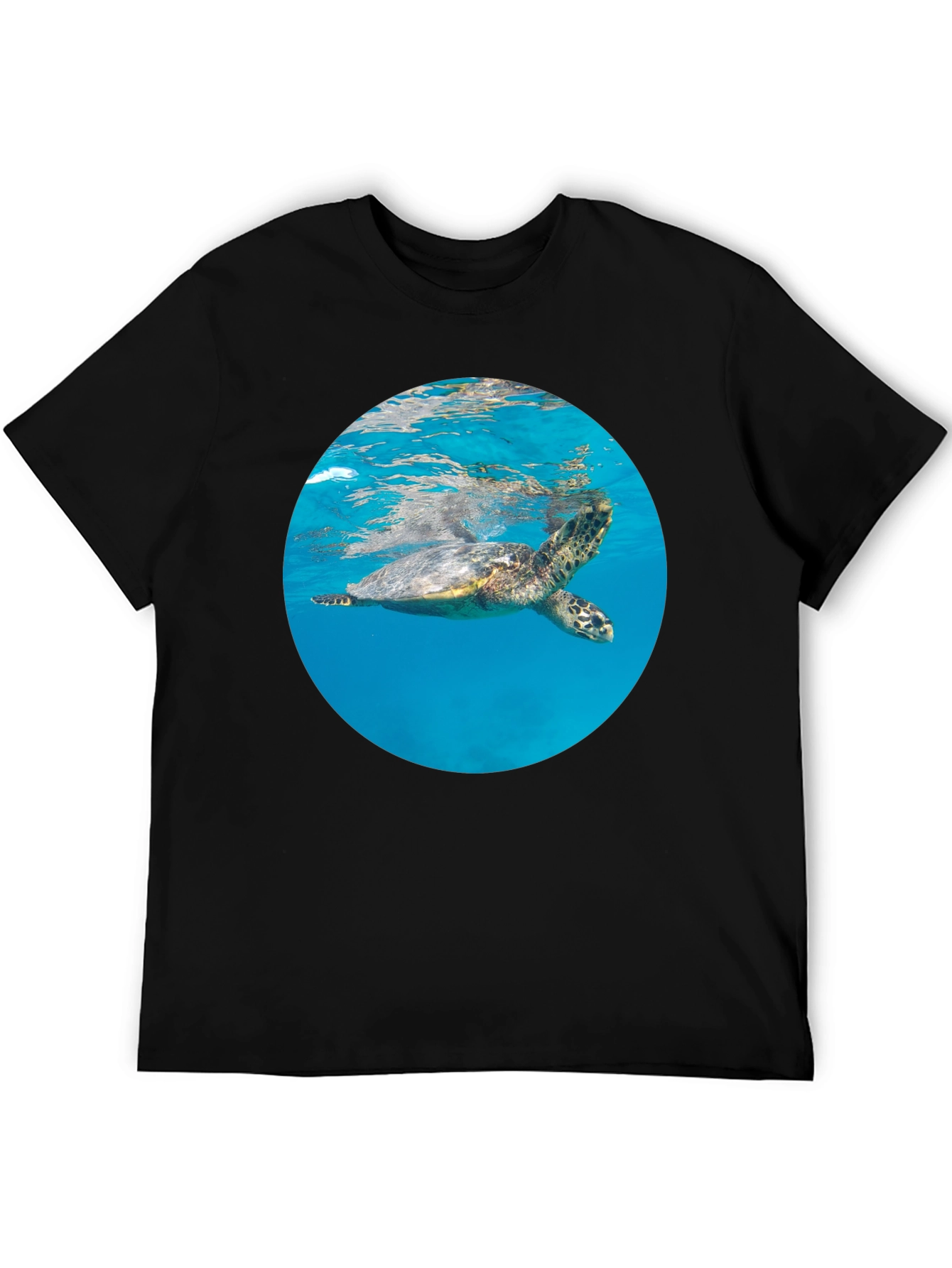 Sea Turtle Graphic Tee - Black Crew Neck