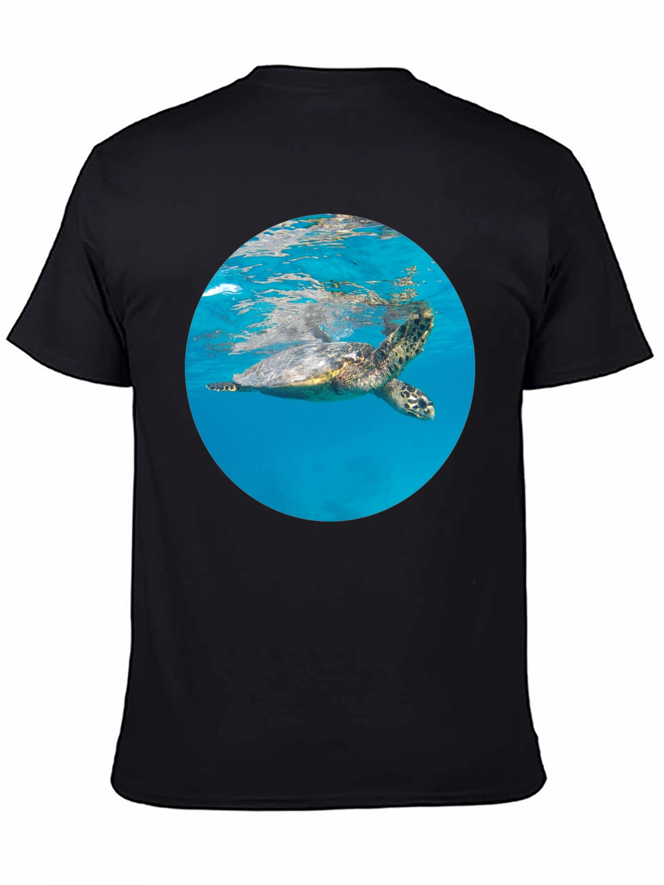 Sea Turtle Graphic Tee - Black Crew Neck
