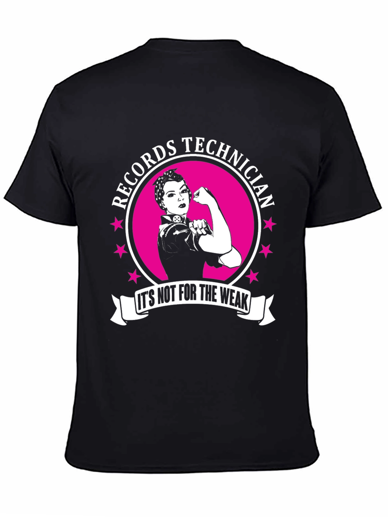 Records Technician: Strong Woman Black T-Shirt