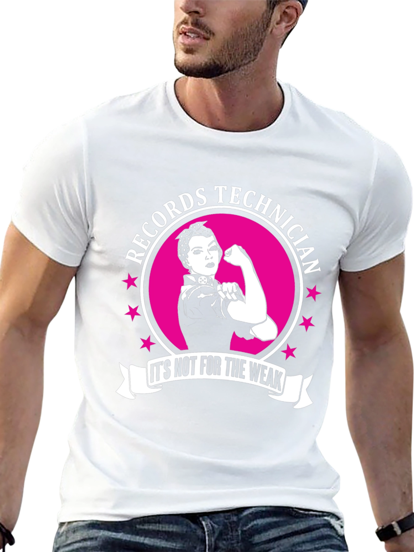 Records Technician: Strong Woman Black T-Shirt