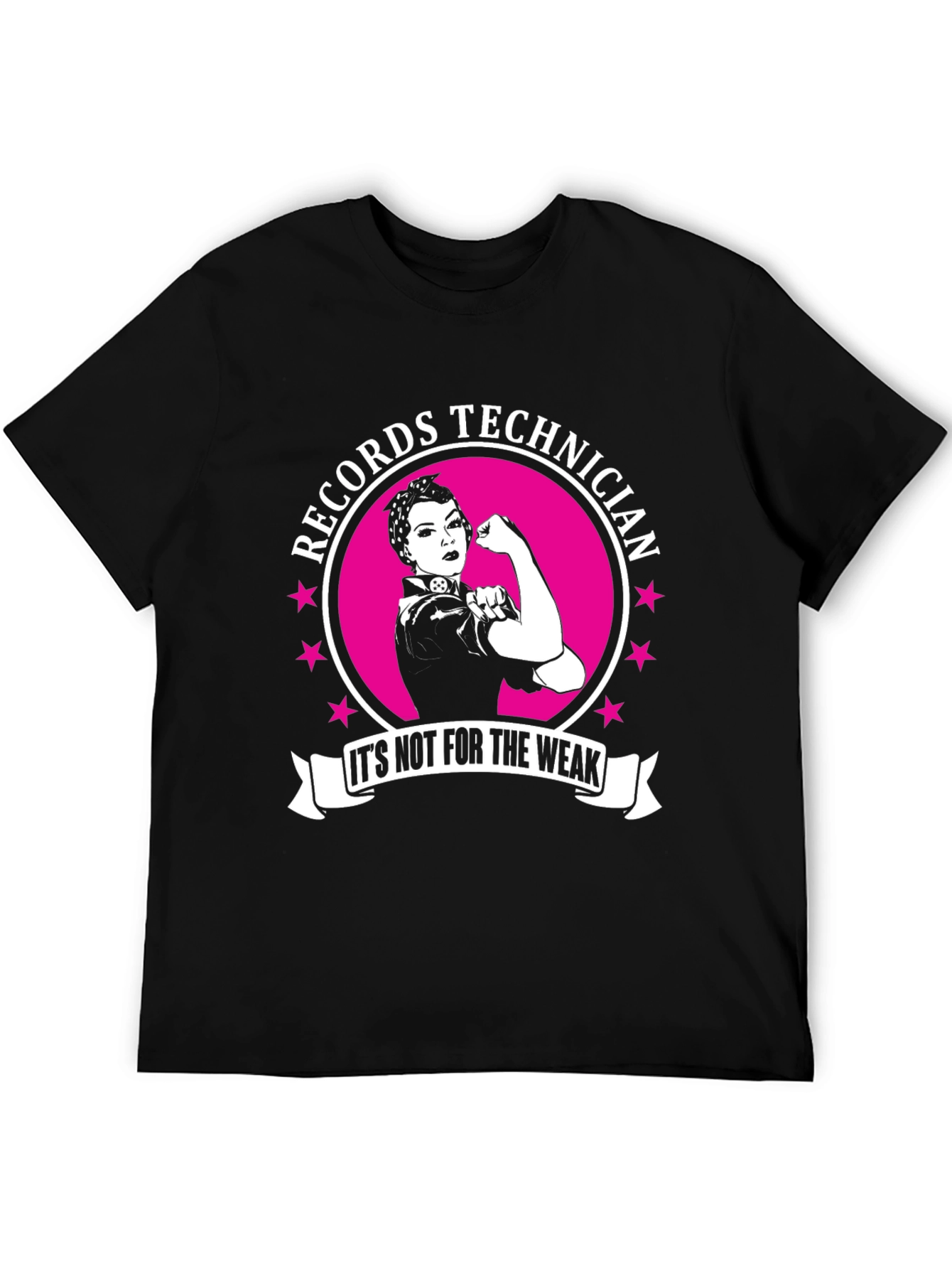 Records Technician: Strong Woman Black T-Shirt