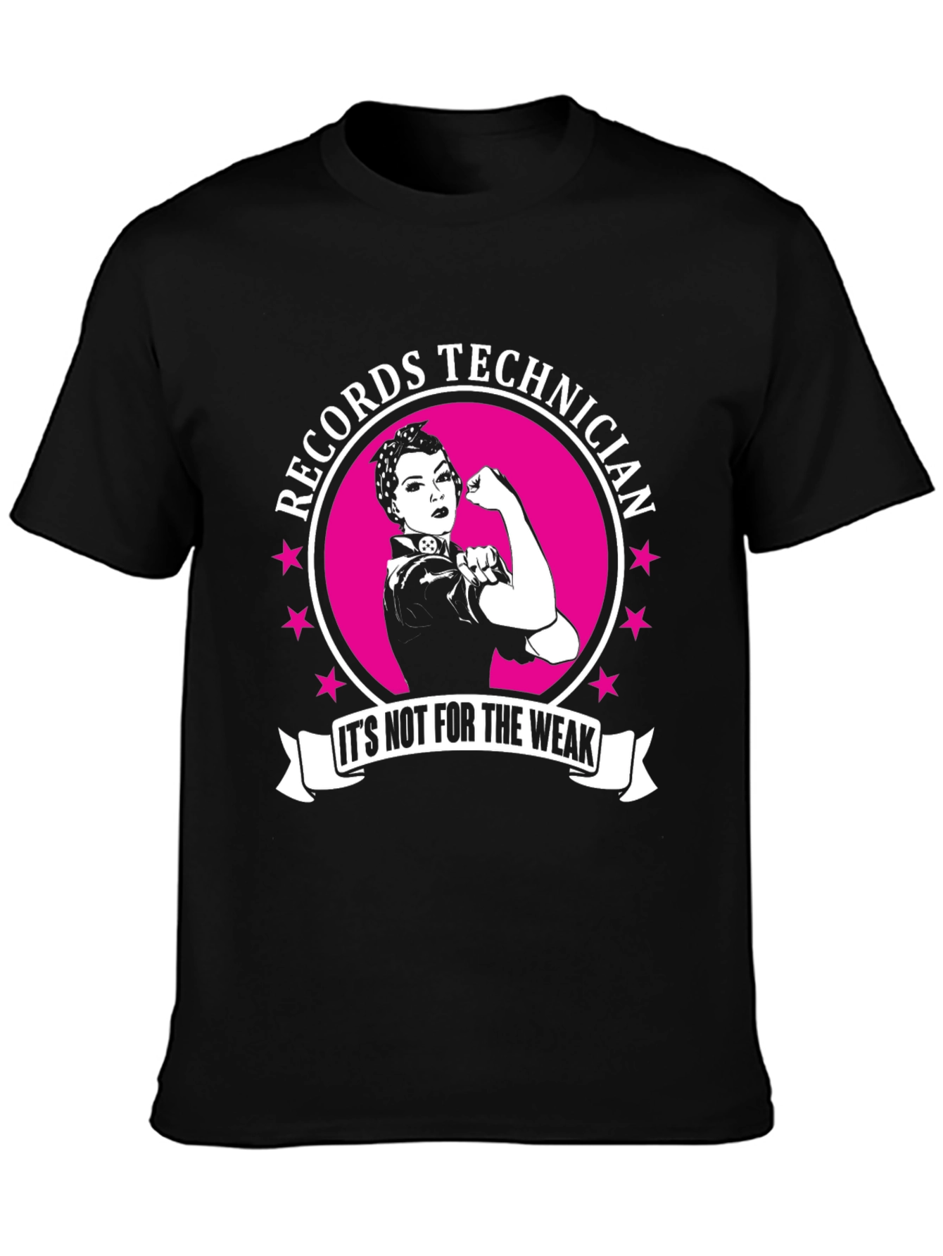 Records Technician: Strong Woman Black T-Shirt