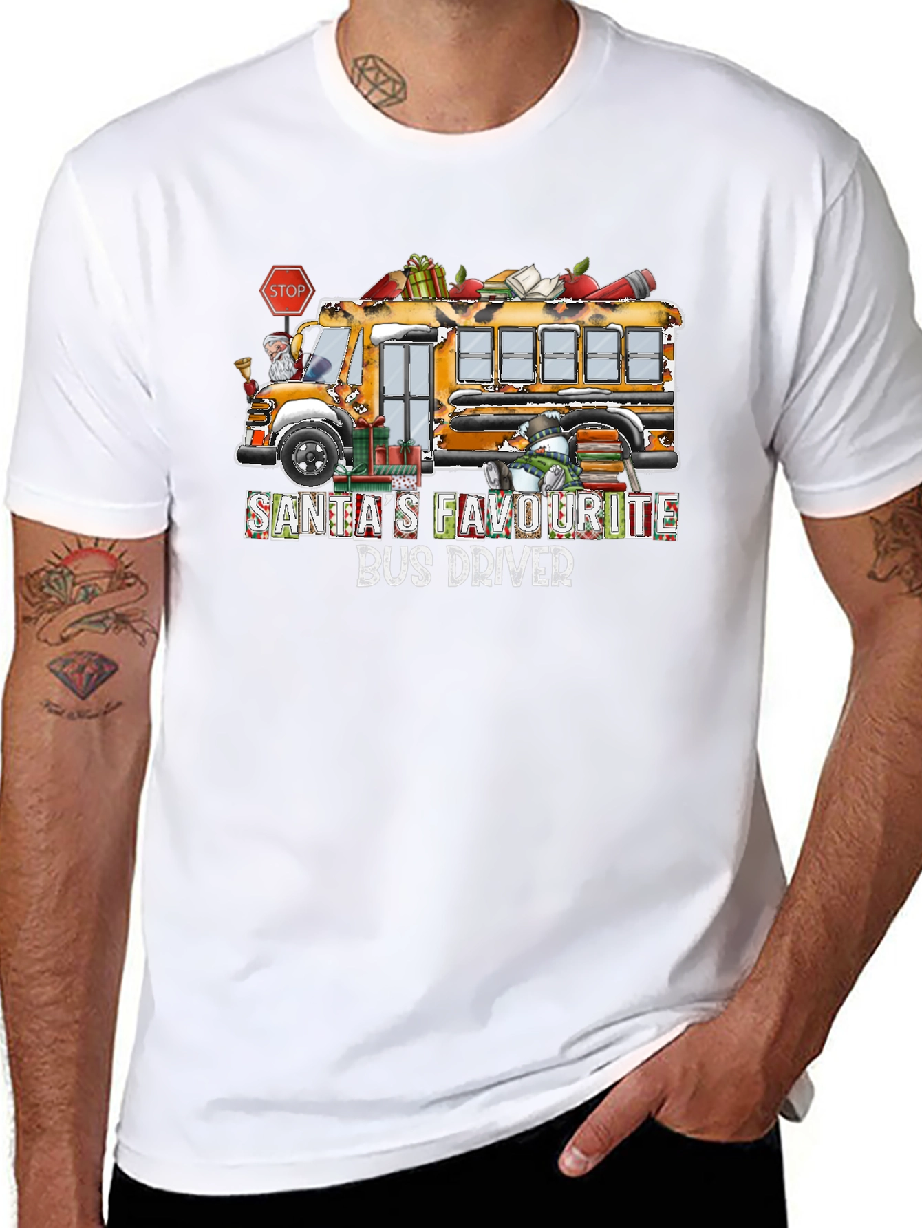 Santas Favorite Bus Driver T-Shirt Christmas