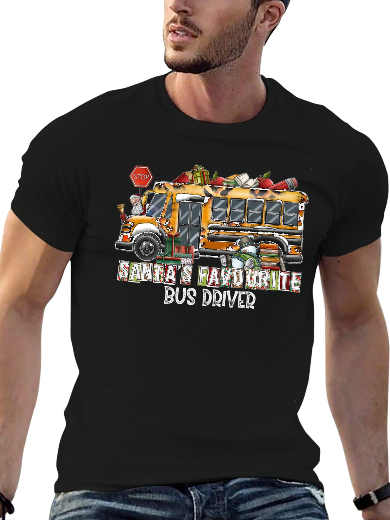 Santas Favorite Bus Driver T-Shirt Christmas