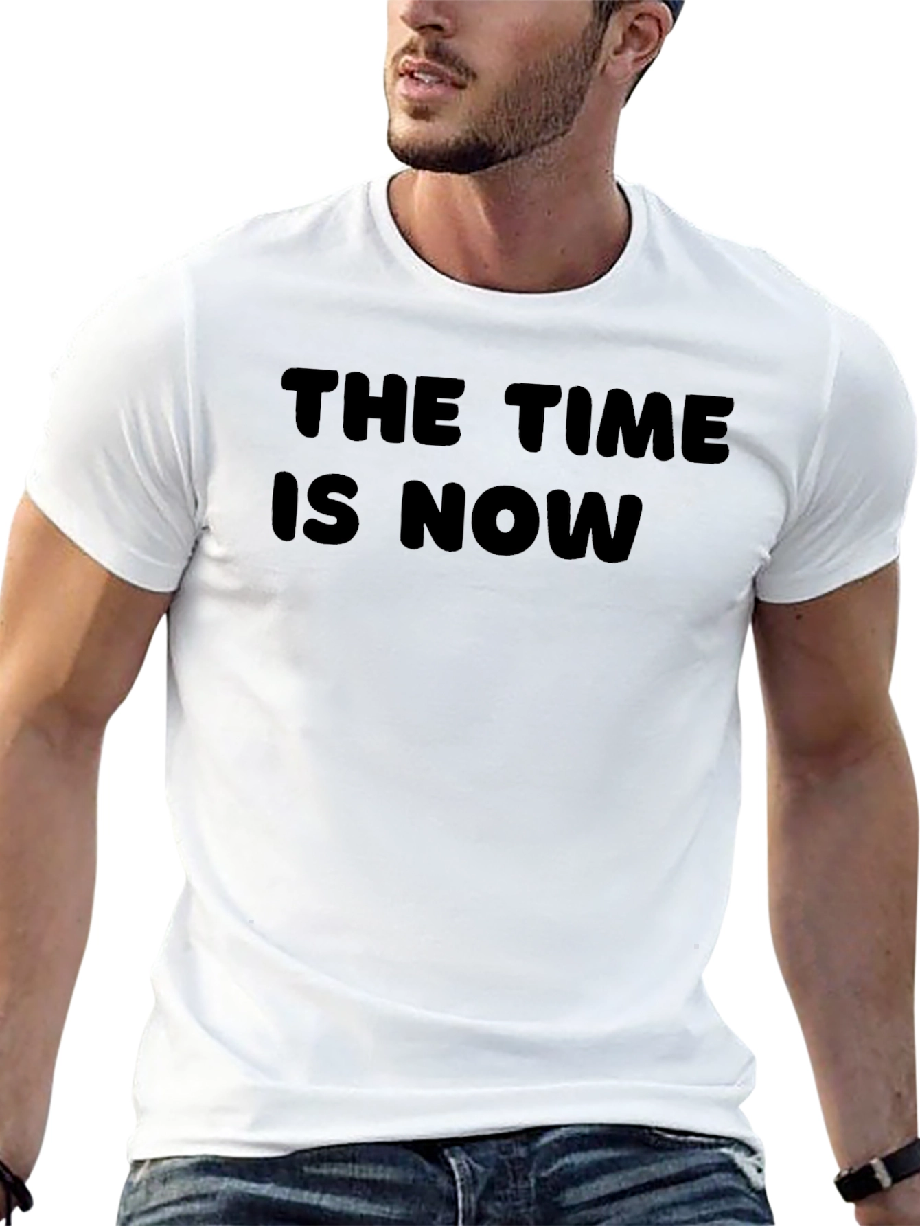 The Time Is Now Graphic Black T-Shirt