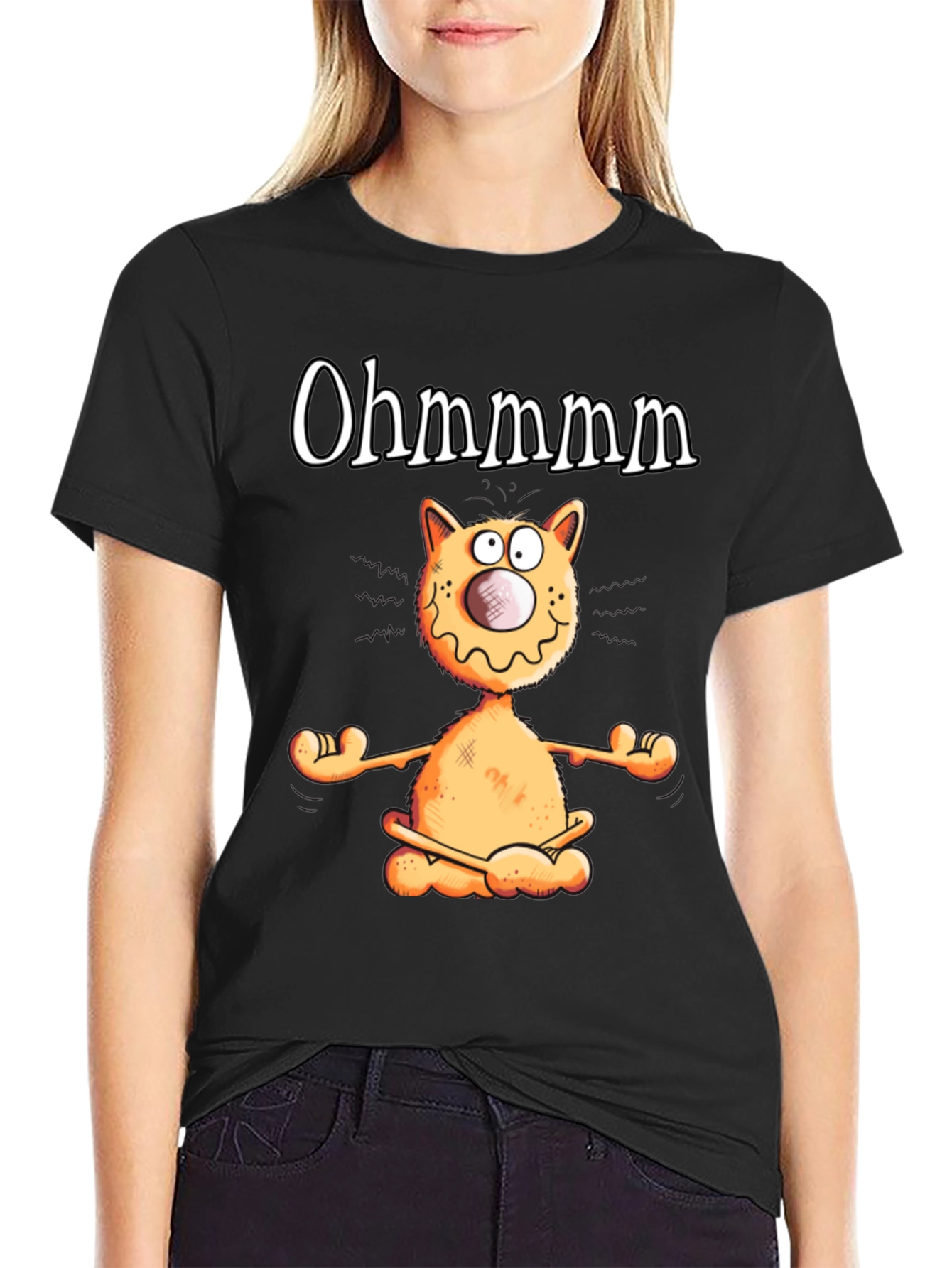 Ohm Cat T-Shirt - Funny Yoga Meditation Tee
