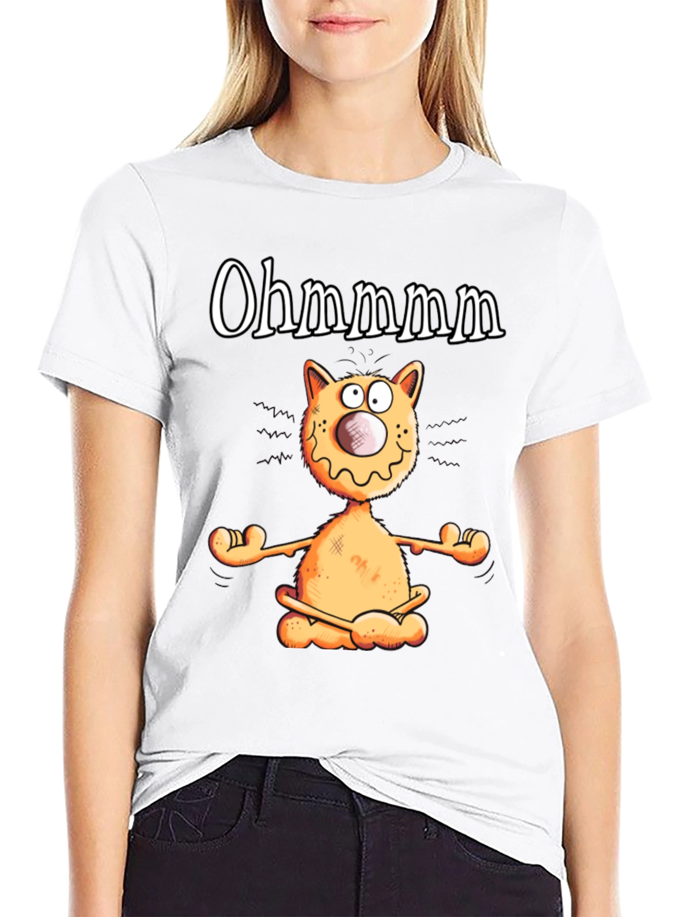 Ohm Cat T-Shirt - Funny Yoga Meditation Tee