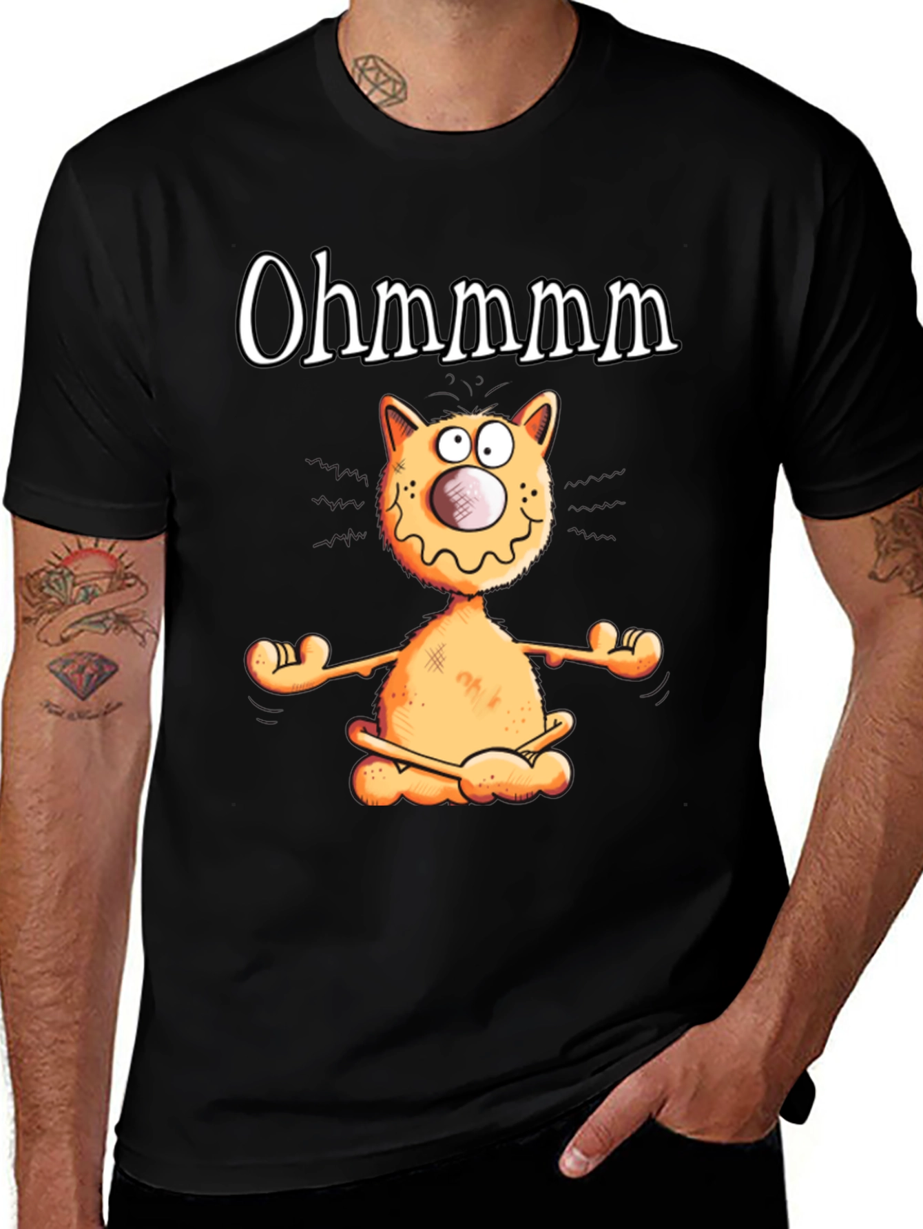 Ohm Cat T-Shirt - Funny Yoga Meditation Tee