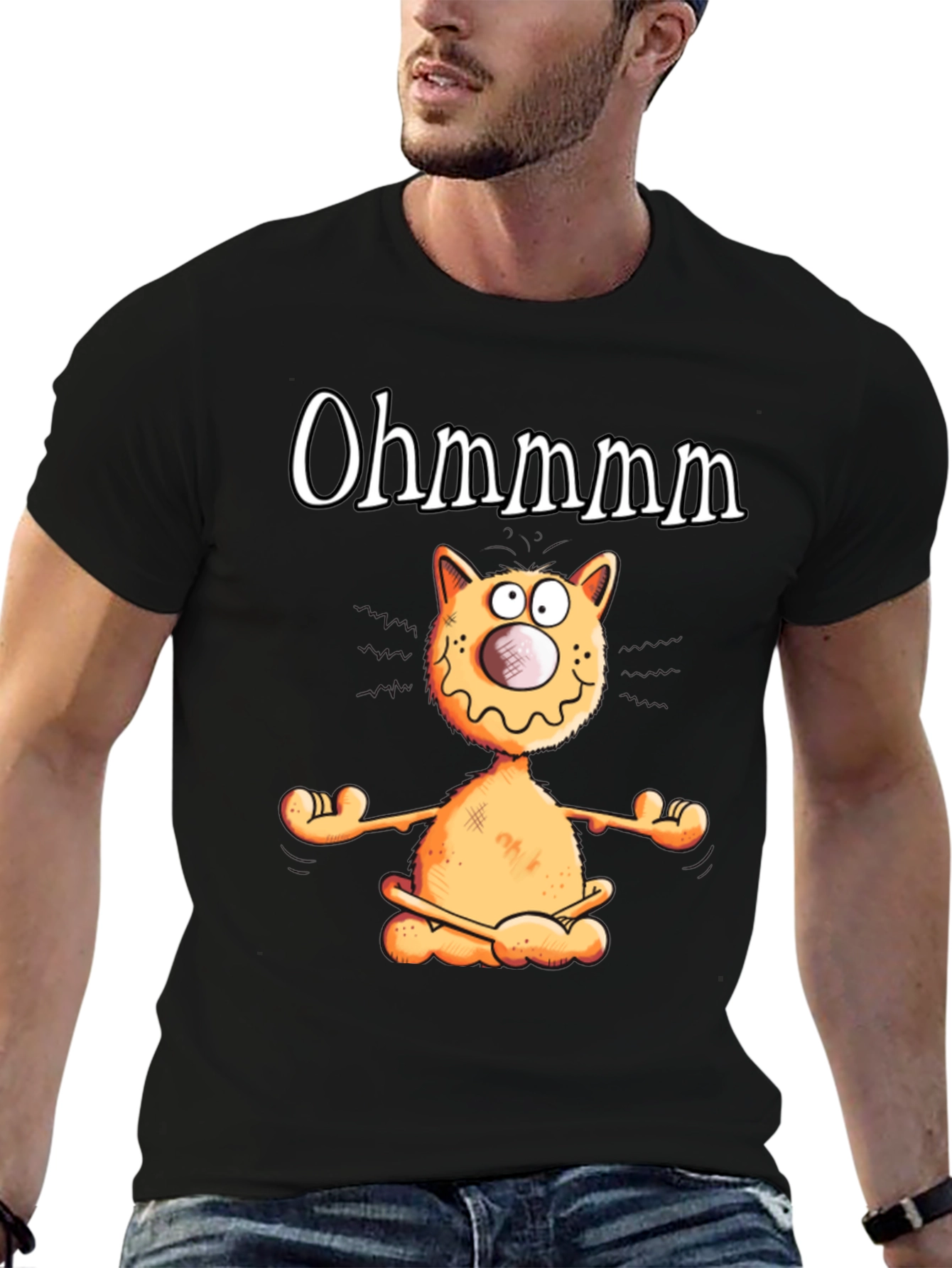 Ohm Cat T-Shirt - Funny Yoga Meditation Tee