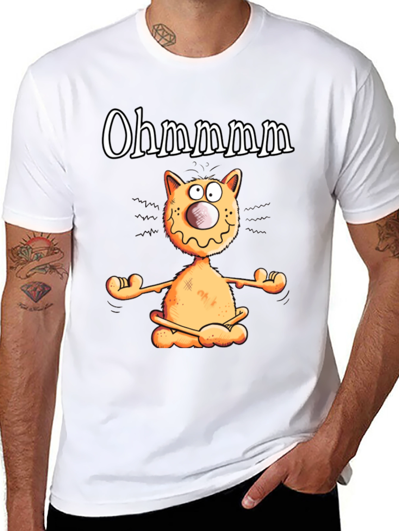 Ohm Cat T-Shirt - Funny Yoga Meditation Tee