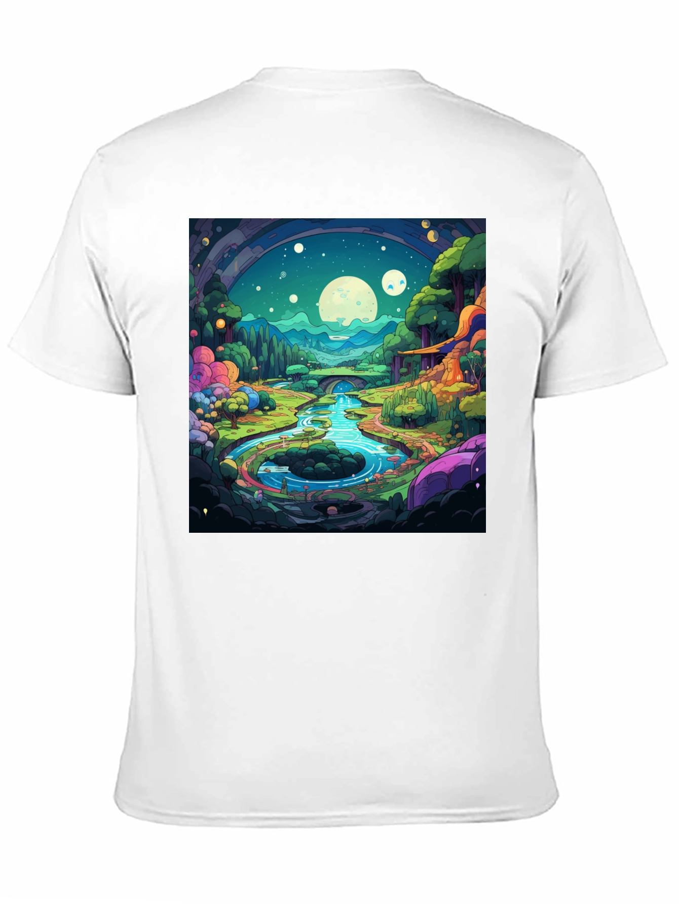 Cartoon Landscape Graphic Tee - Black