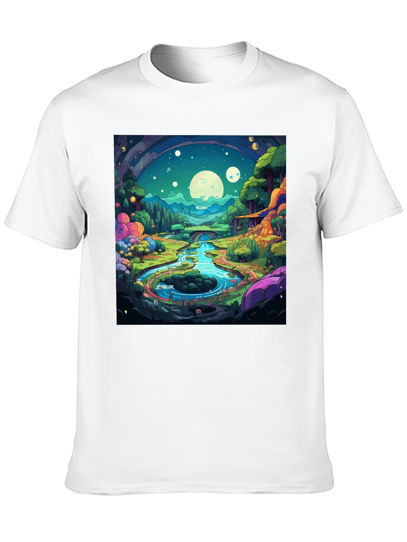 Cartoon Landscape Graphic Tee - Black
