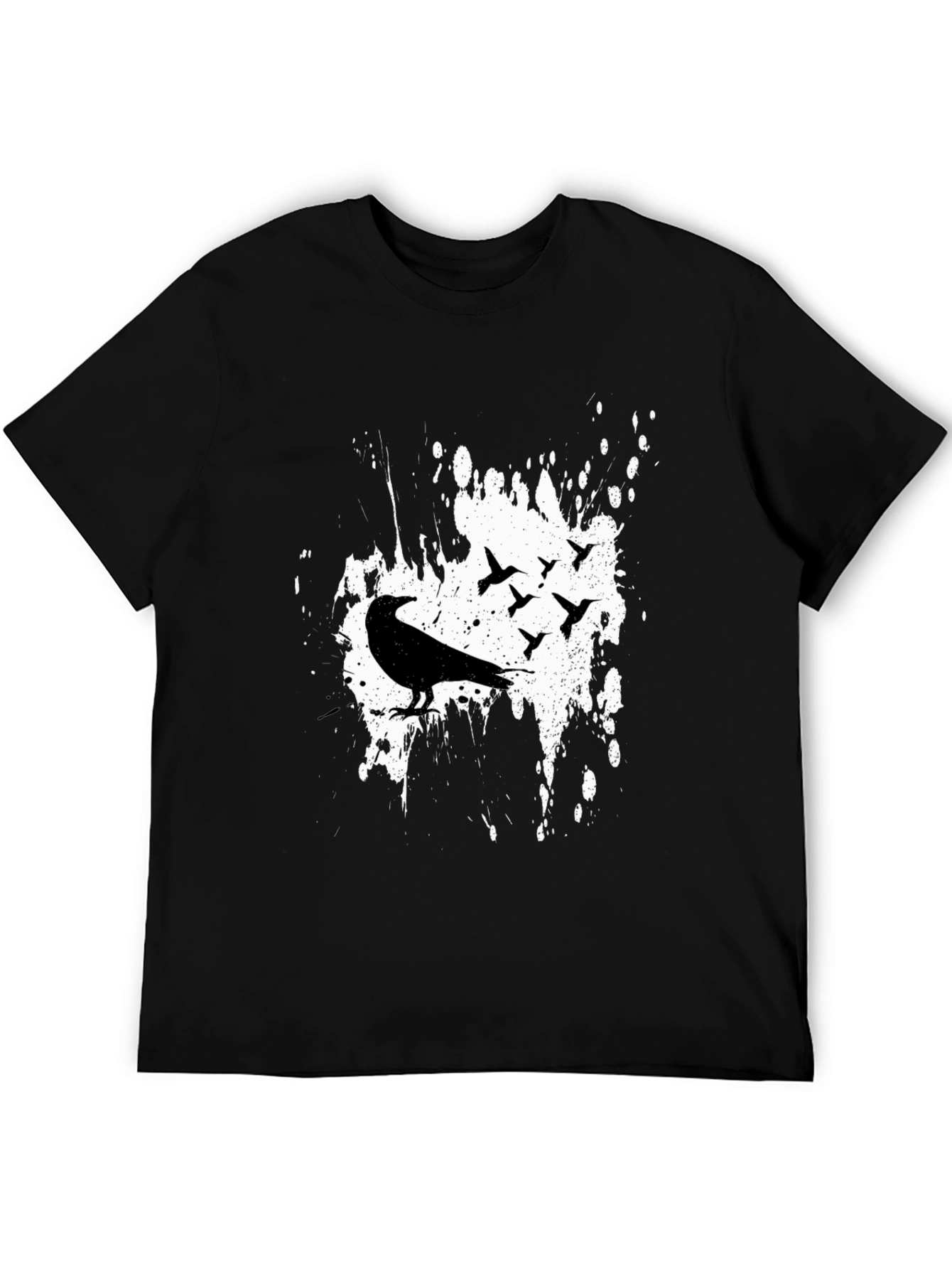 Black Raven Birds Graphic Print T-Shirt