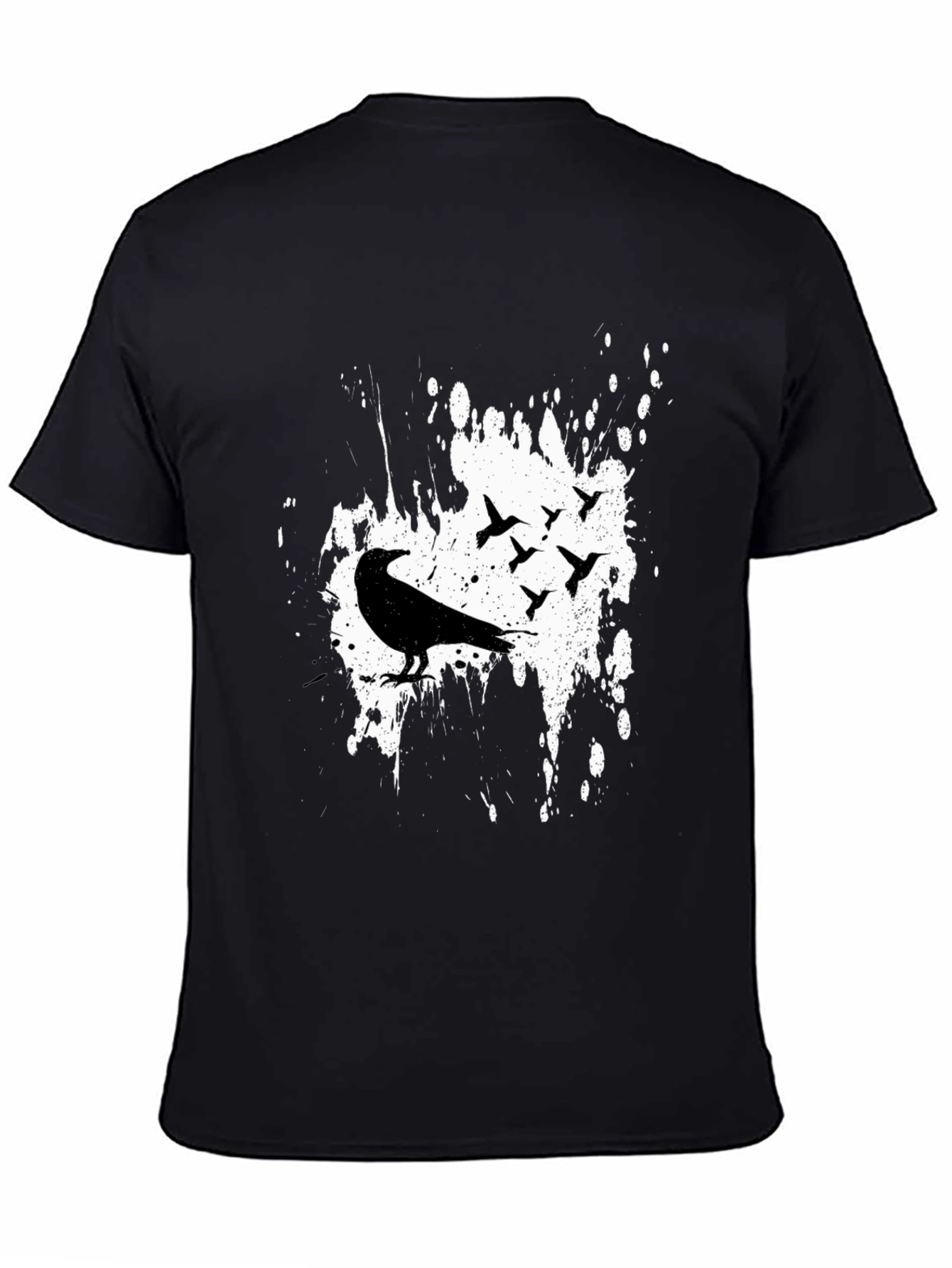 Black Raven Birds Graphic Print T-Shirt
