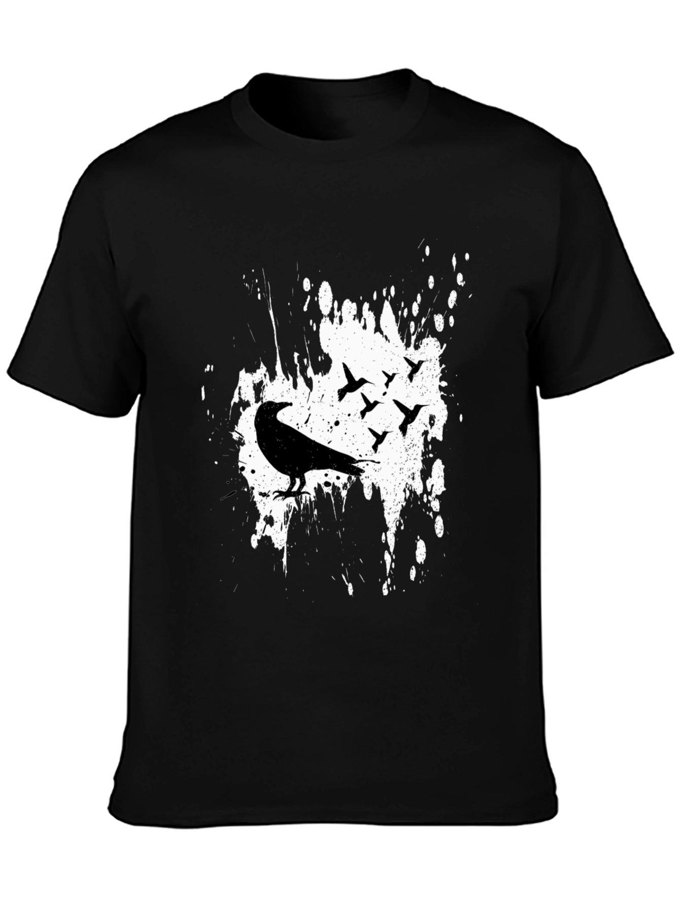 Black Raven Birds Graphic Print T-Shirt