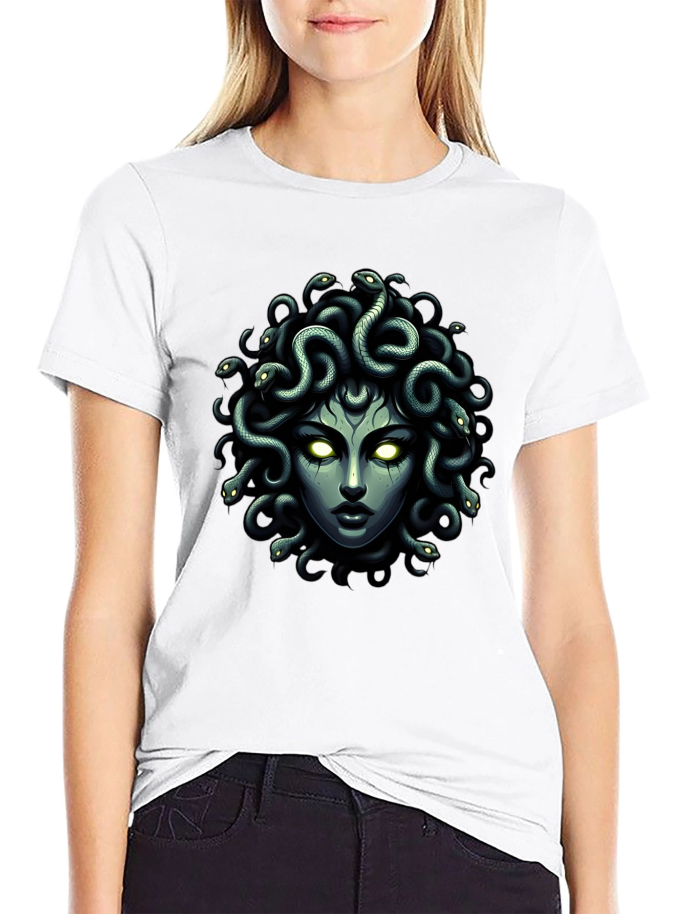 Medusa Graphic Tee - Mythical Serpent Hair Shirt