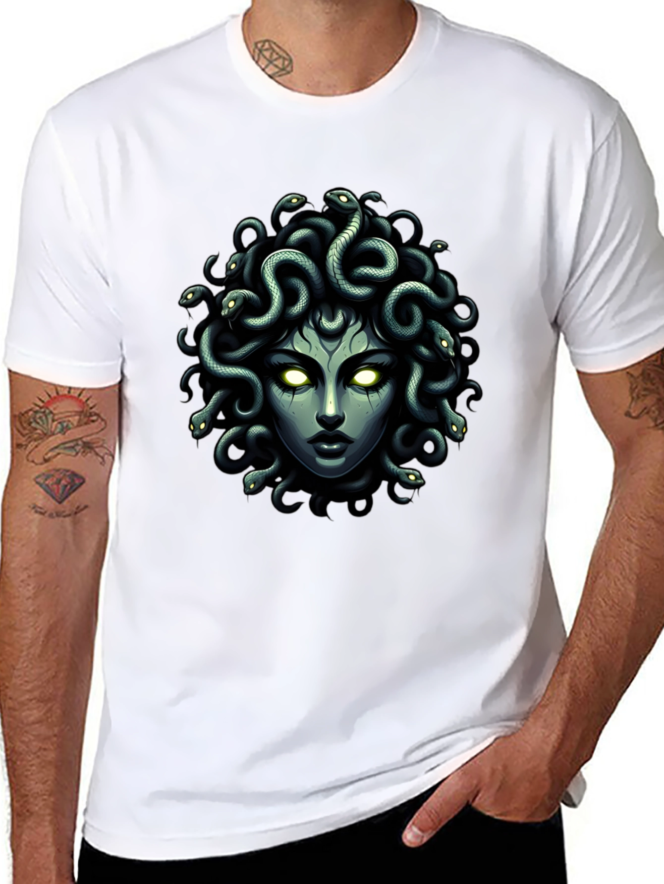 Medusa Graphic Tee - Mythical Serpent Hair Shirt