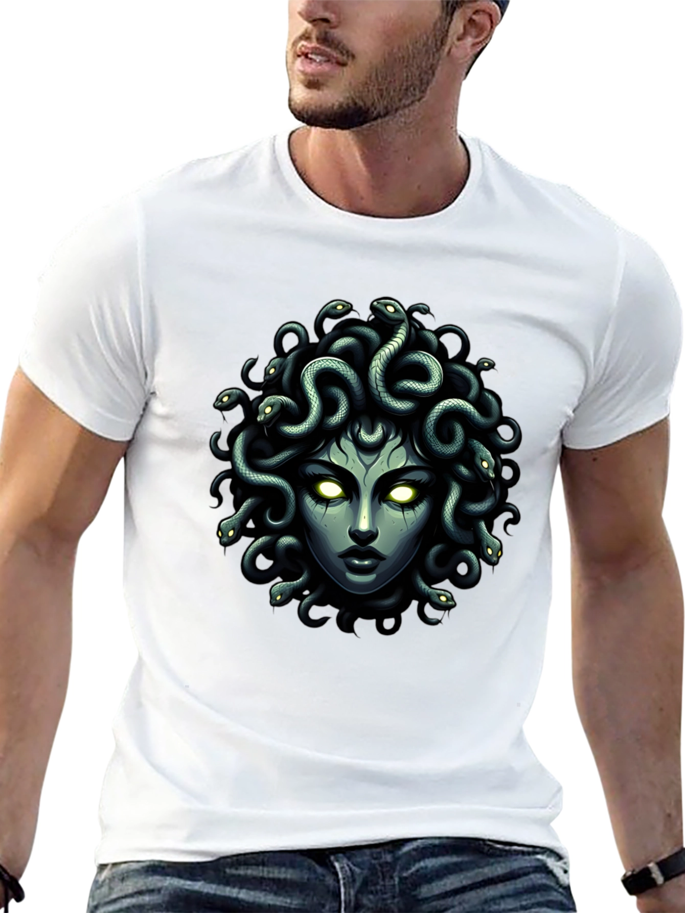 Medusa Graphic Tee - Mythical Serpent Hair Shirt