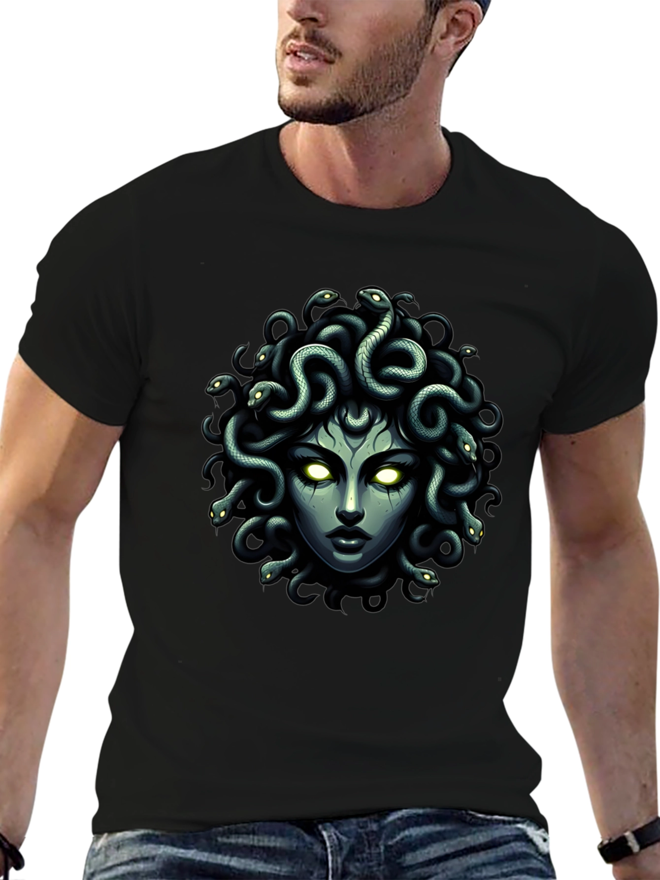Medusa Graphic Tee - Mythical Serpent Hair Shirt
