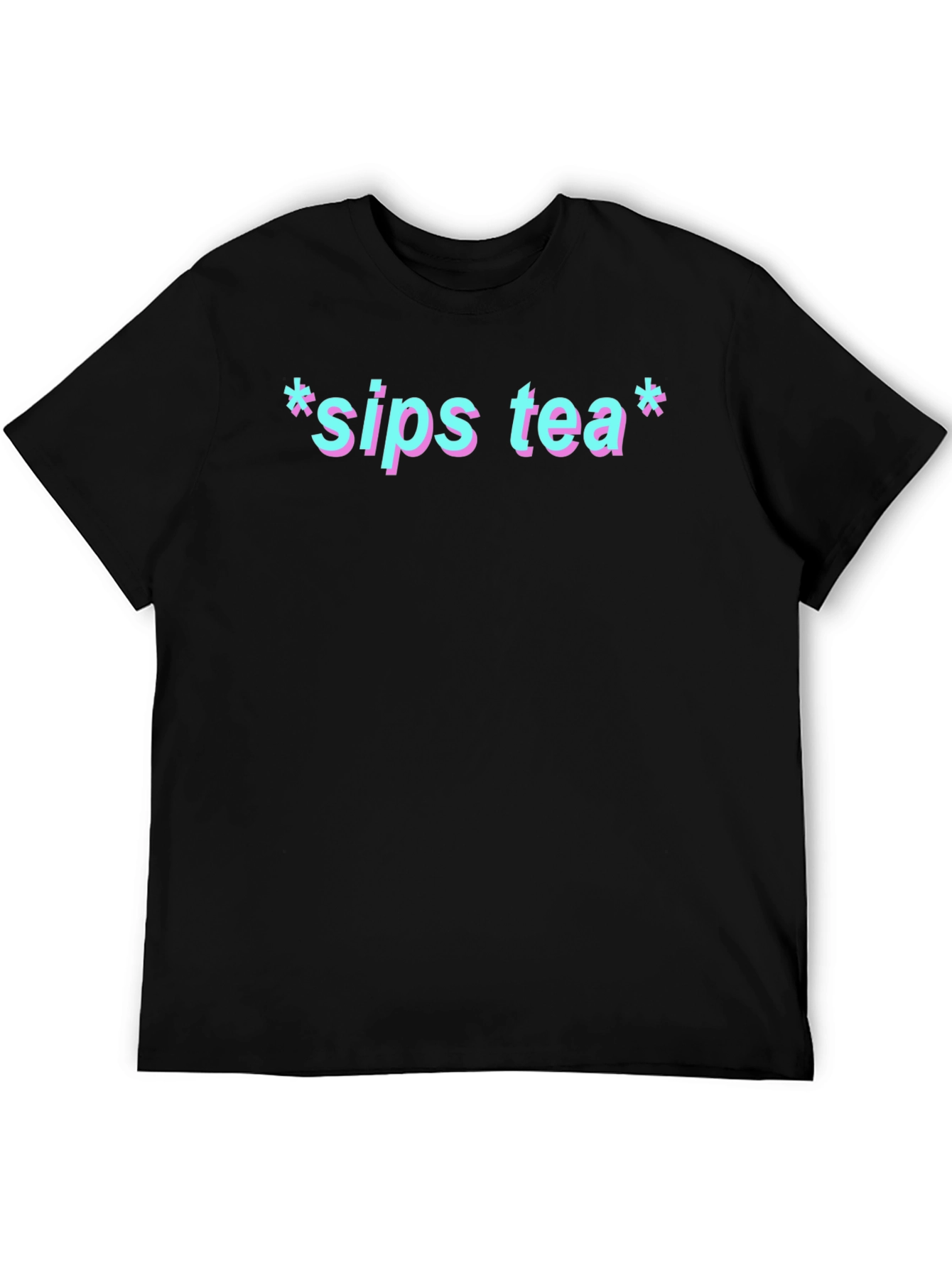 Sips Tea Graphic Print Black T-Shirt