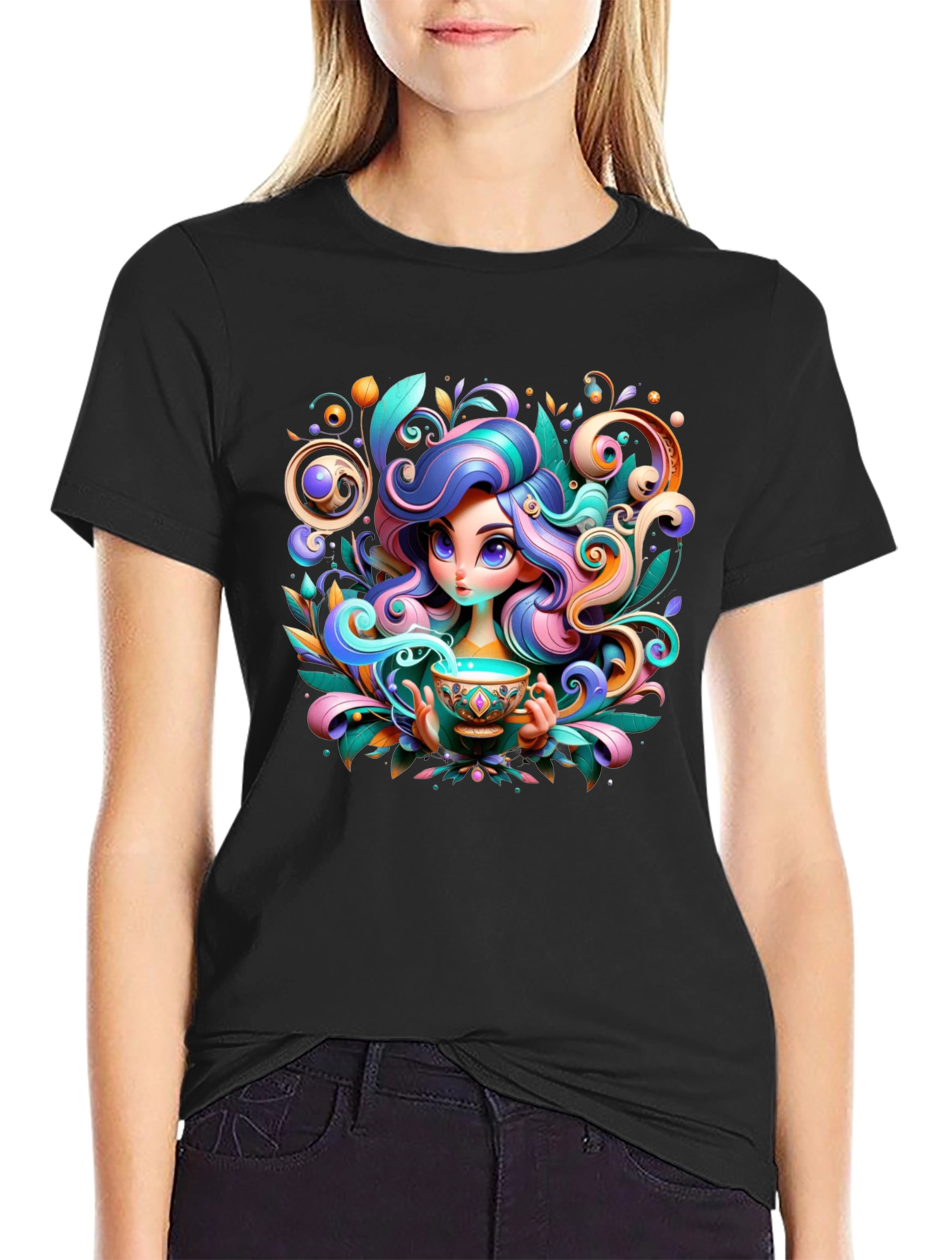 Whimsical Girl Graphic Tee - Unique Design