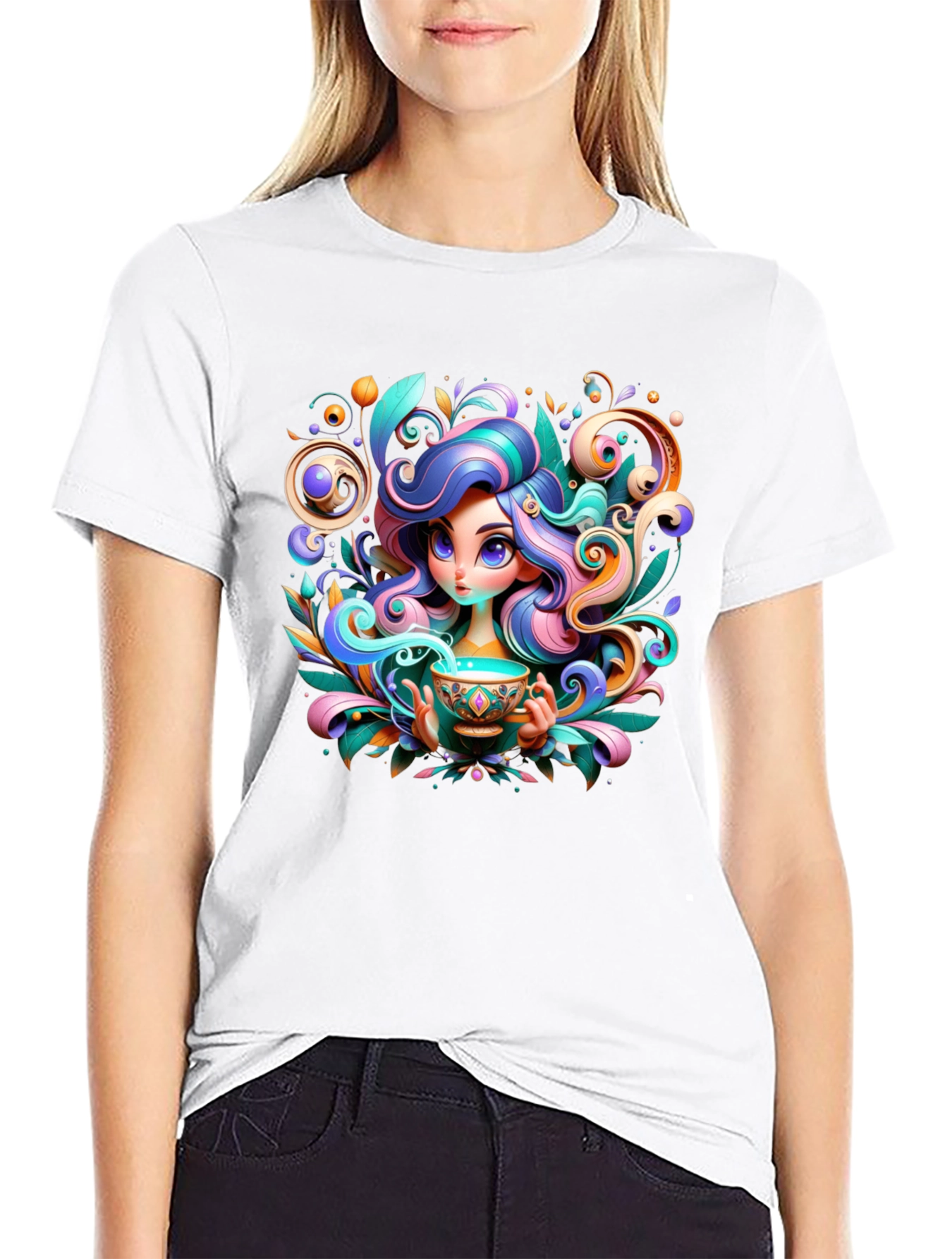 Whimsical Girl Graphic Tee - Unique Design
