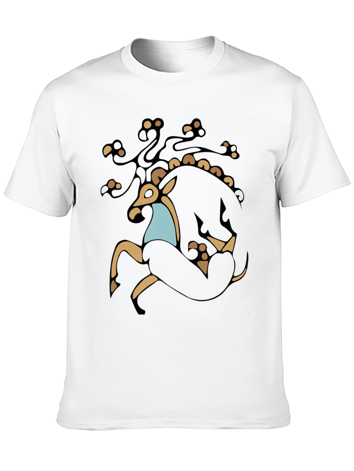 Stylized Deer Graphic Black T-Shirt