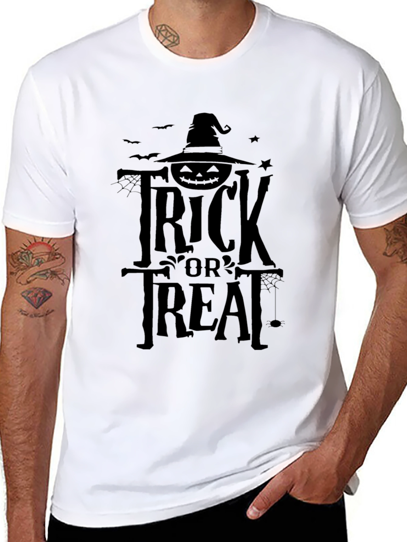 Halloween Trick or Treat Black Graphic T-Shirt