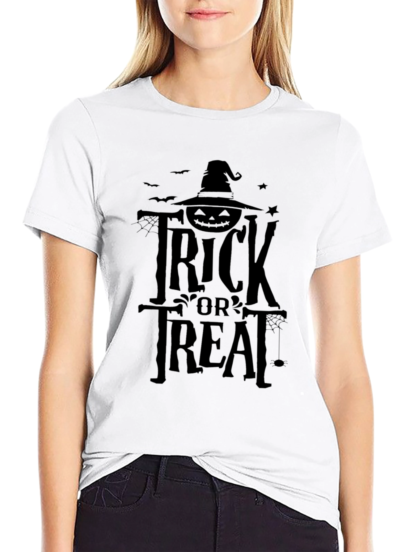 Halloween Trick or Treat Black Graphic T-Shirt