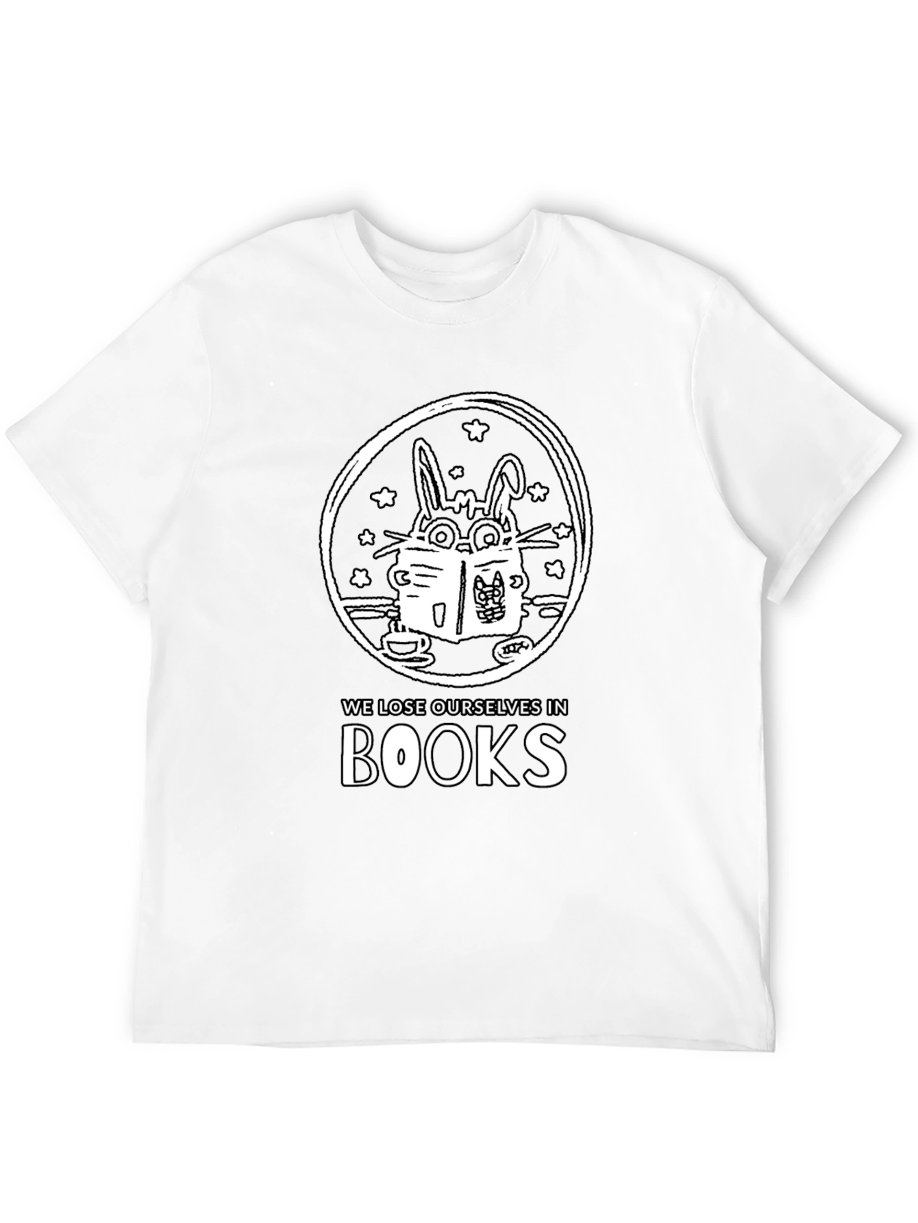 Bookworm Rabbit Unisex Graphic Tee - Black