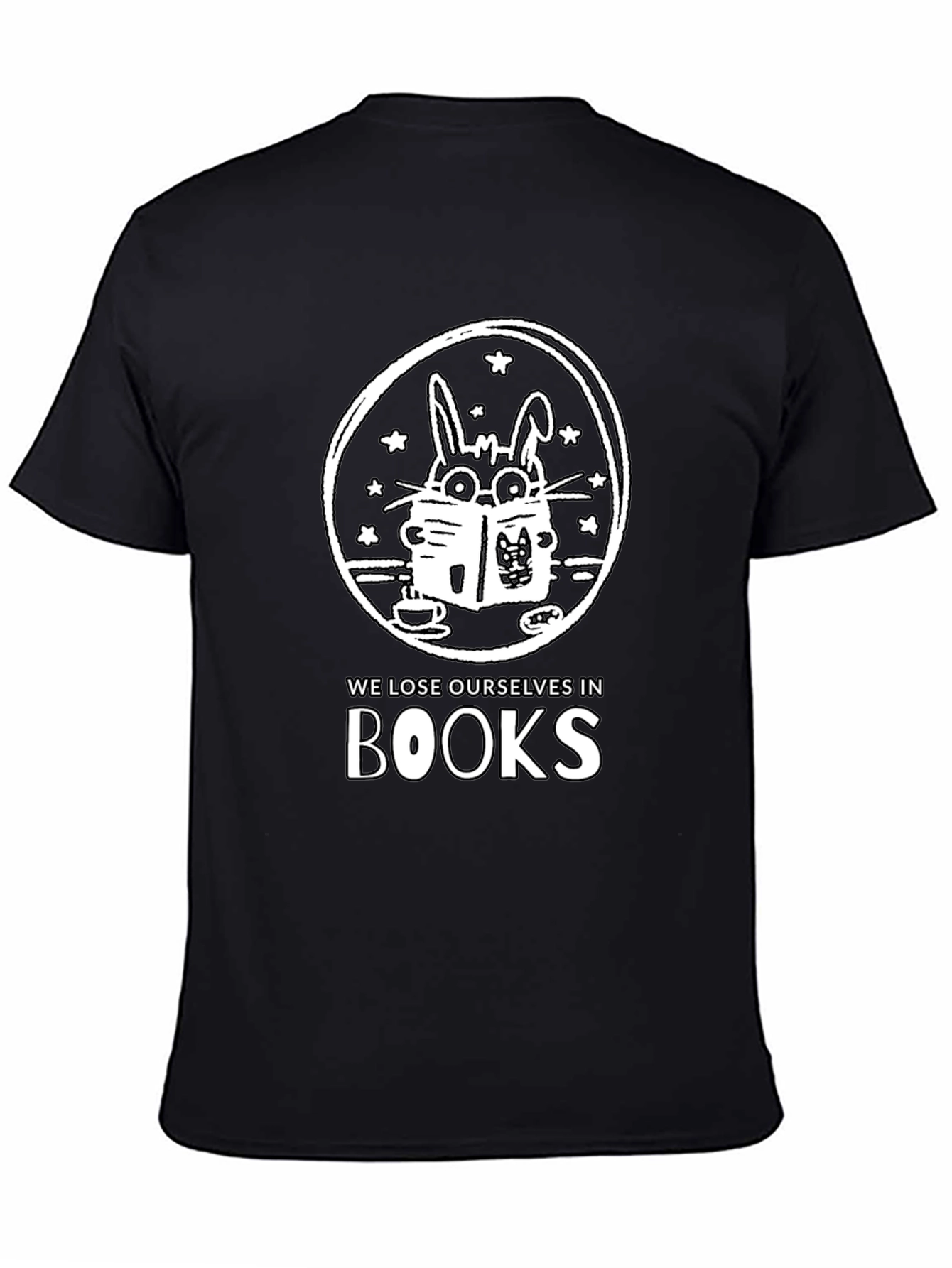 Bookworm Rabbit Unisex Graphic Tee - Black