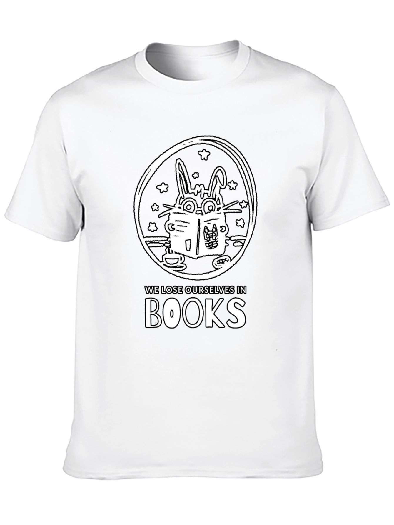 Bookworm Rabbit Unisex Graphic Tee - Black