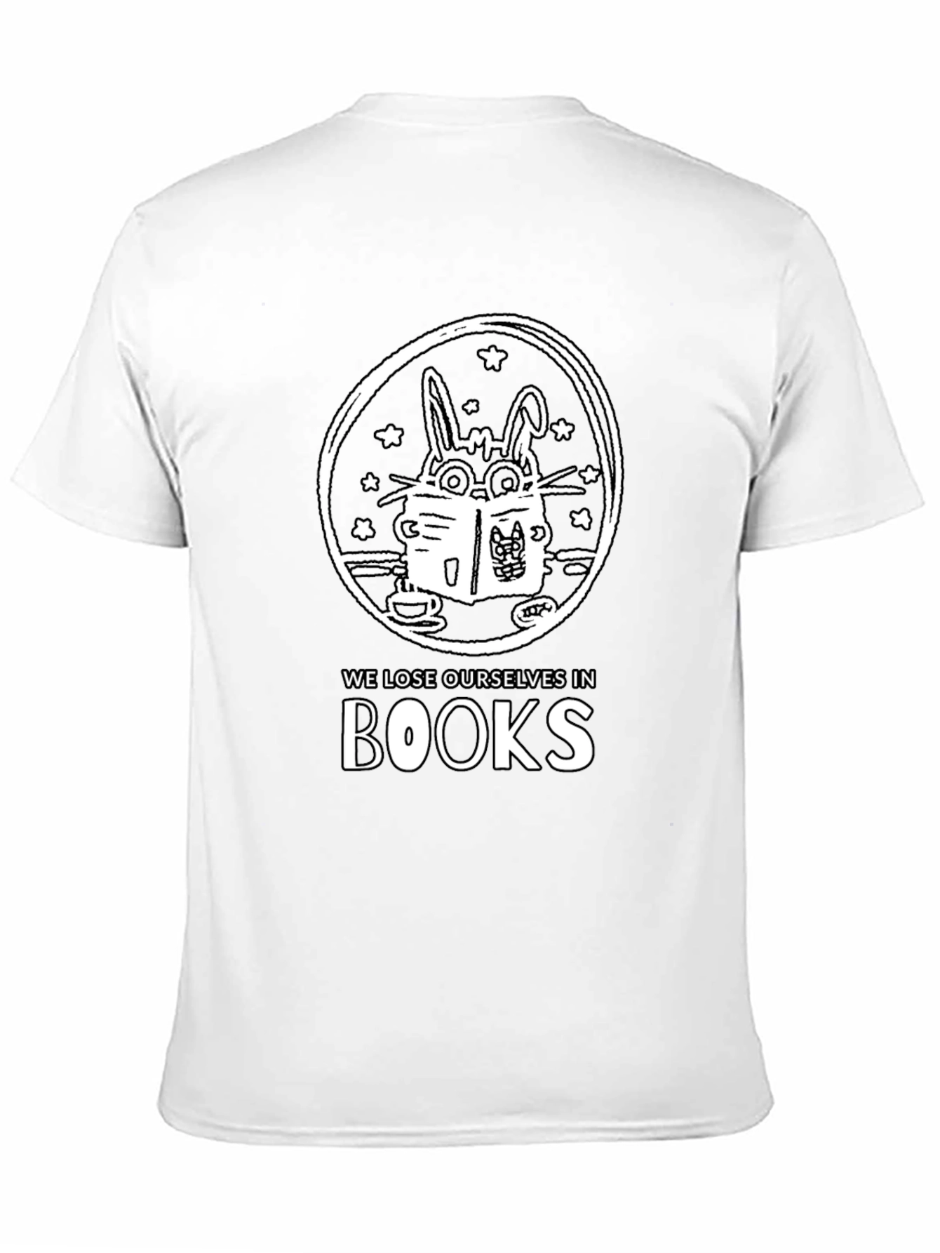 Bookworm Rabbit Unisex Graphic Tee - Black