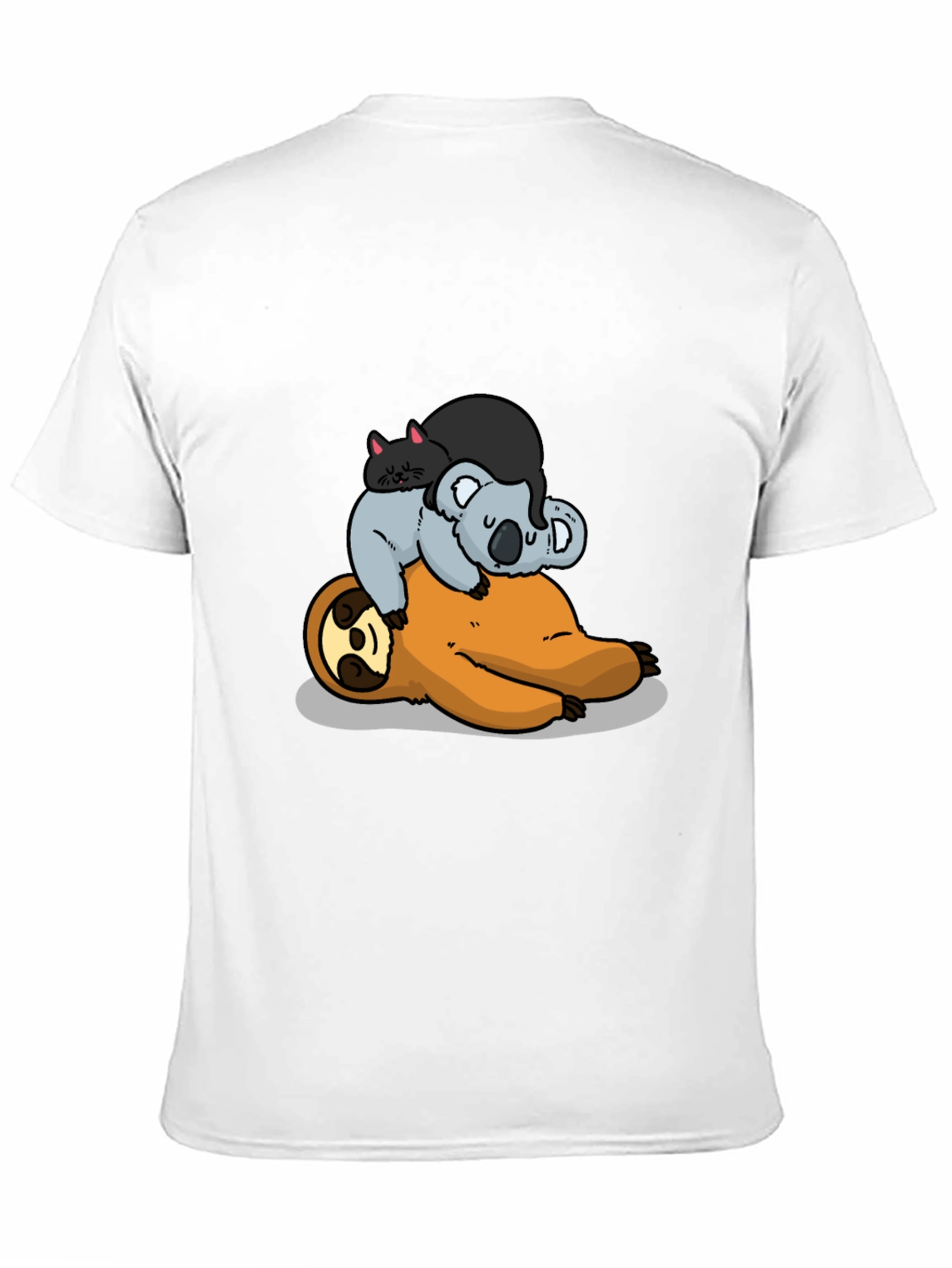 Sloth Koala and Cat Cartoon T-Shirt