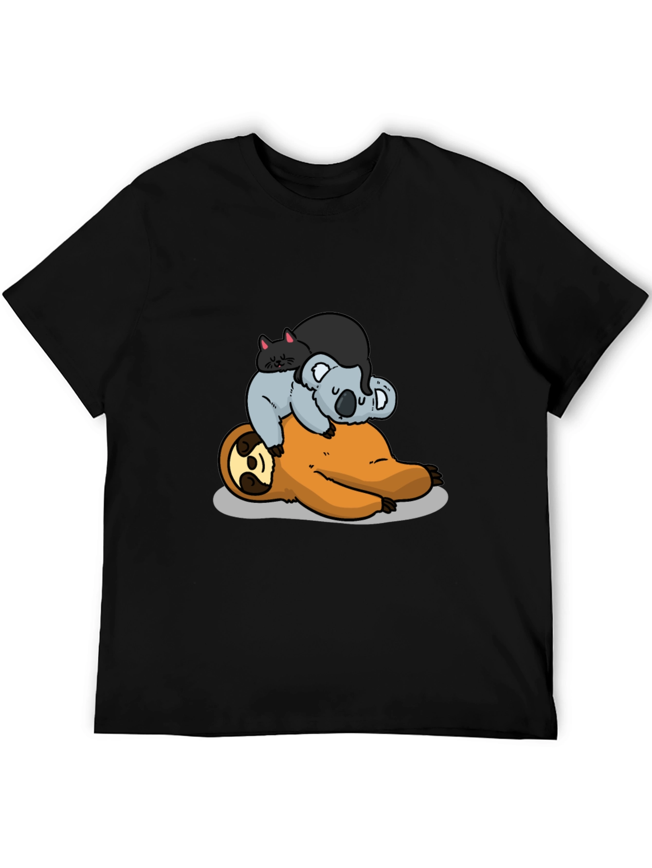 Sloth Koala and Cat Cartoon T-Shirt