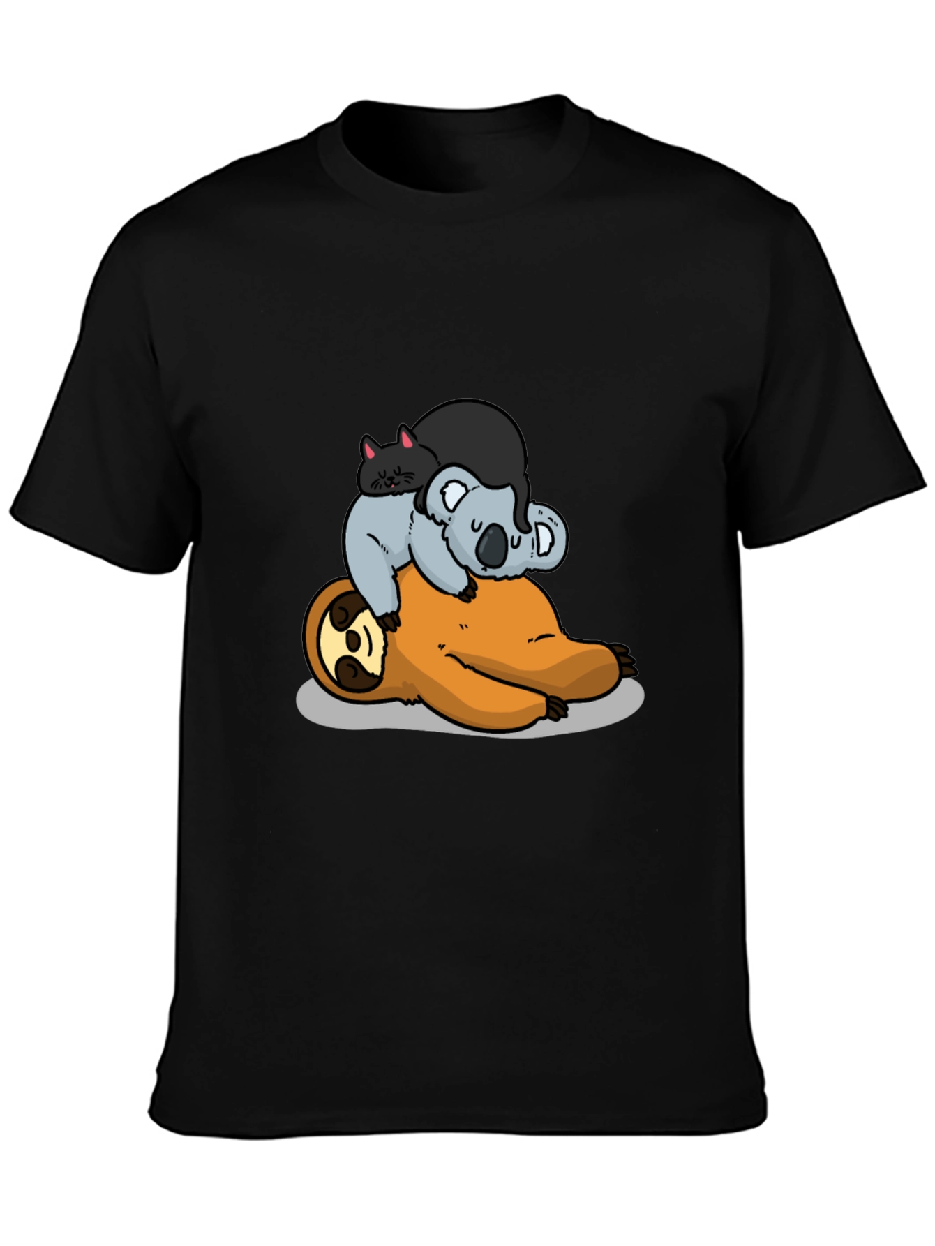 Sloth Koala and Cat Cartoon T-Shirt