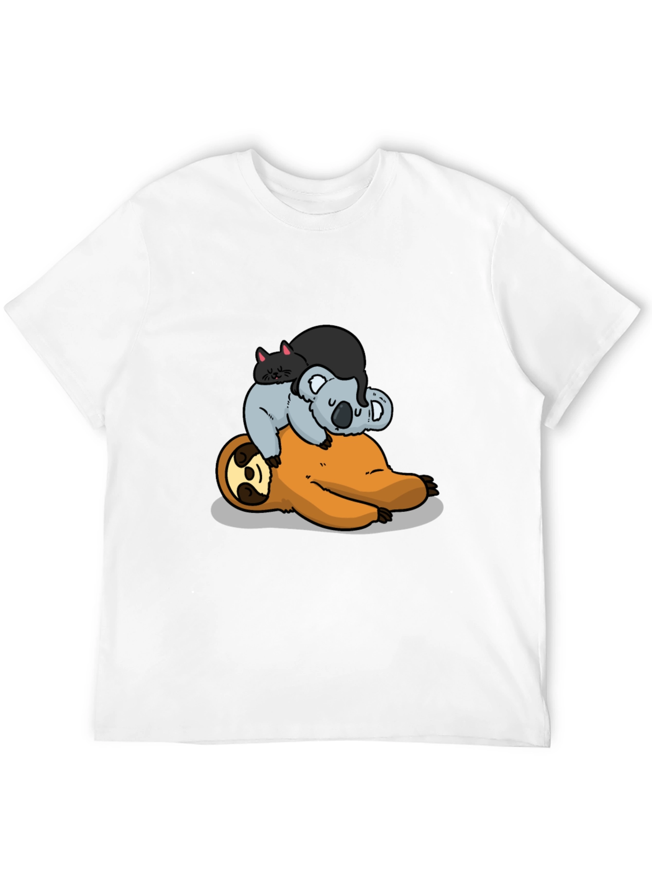 Sloth Koala and Cat Cartoon T-Shirt