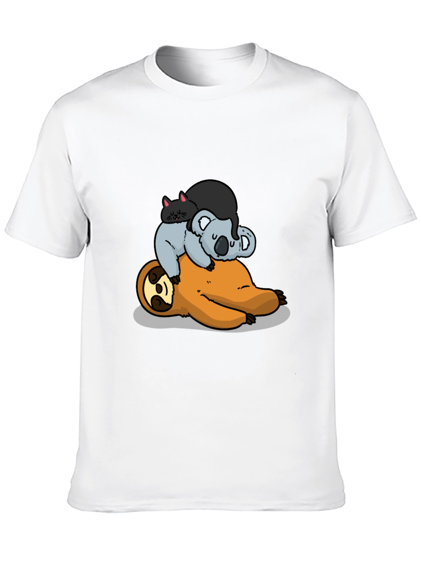 Sloth Koala and Cat Cartoon T-Shirt