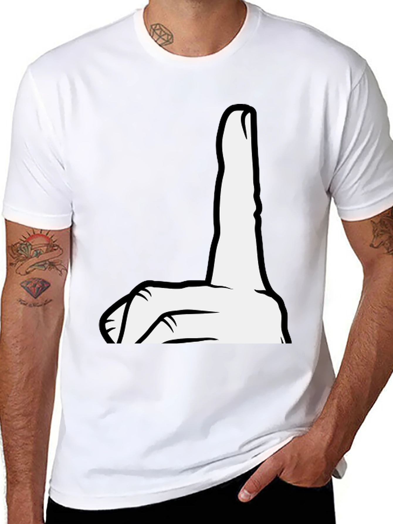 Funny Hand Gesture Graphic Tee - Black