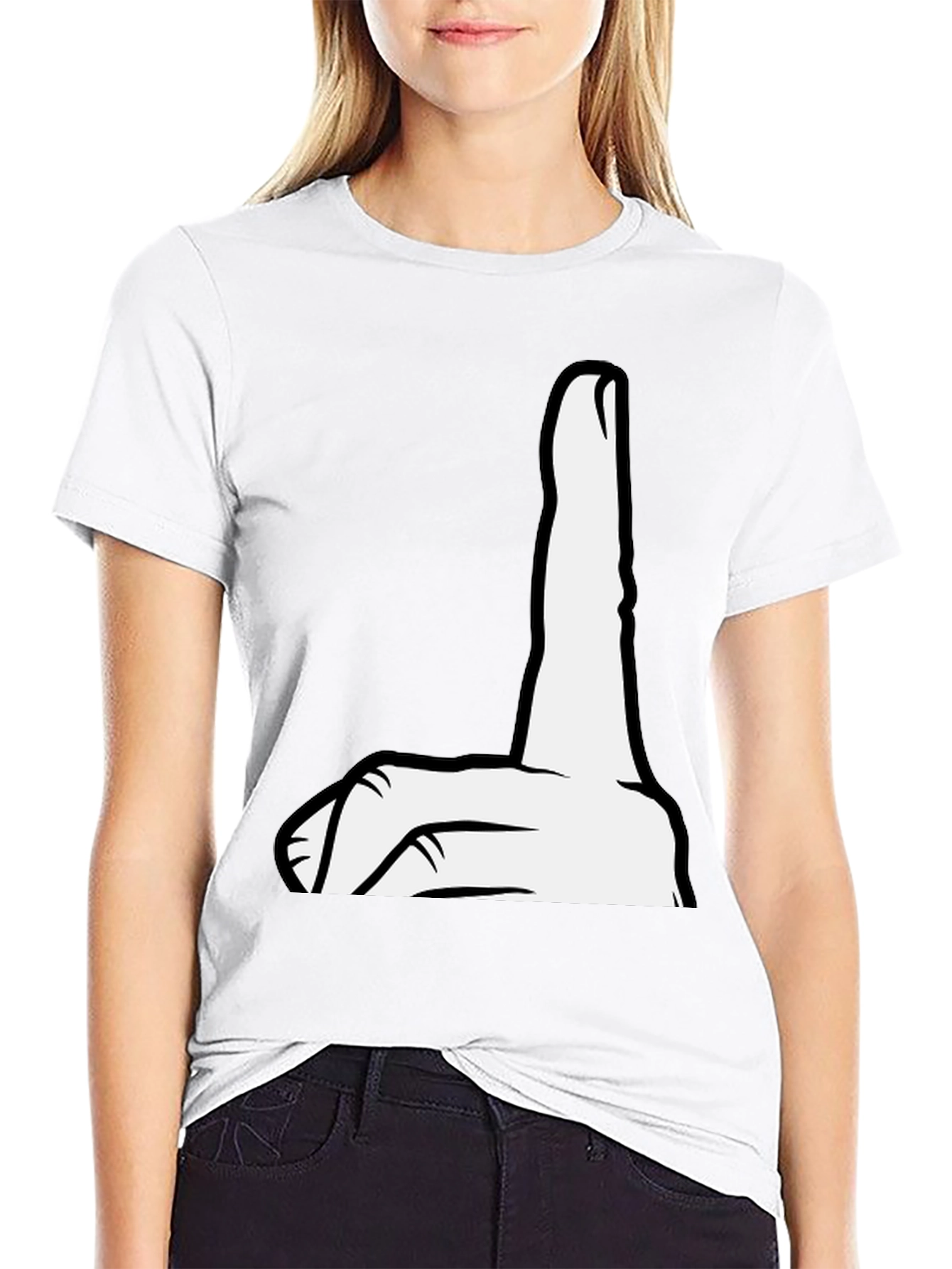 Funny Hand Gesture Graphic Tee - Black
