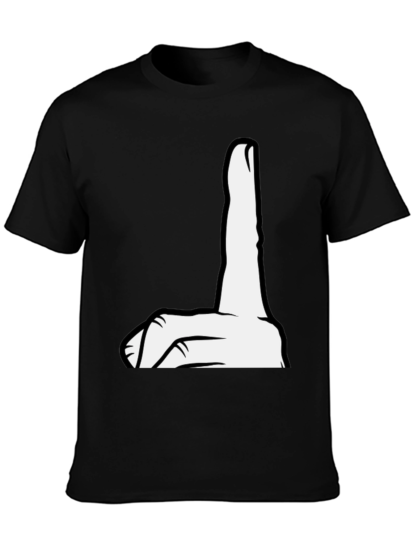 Funny Hand Gesture Graphic Tee - Black
