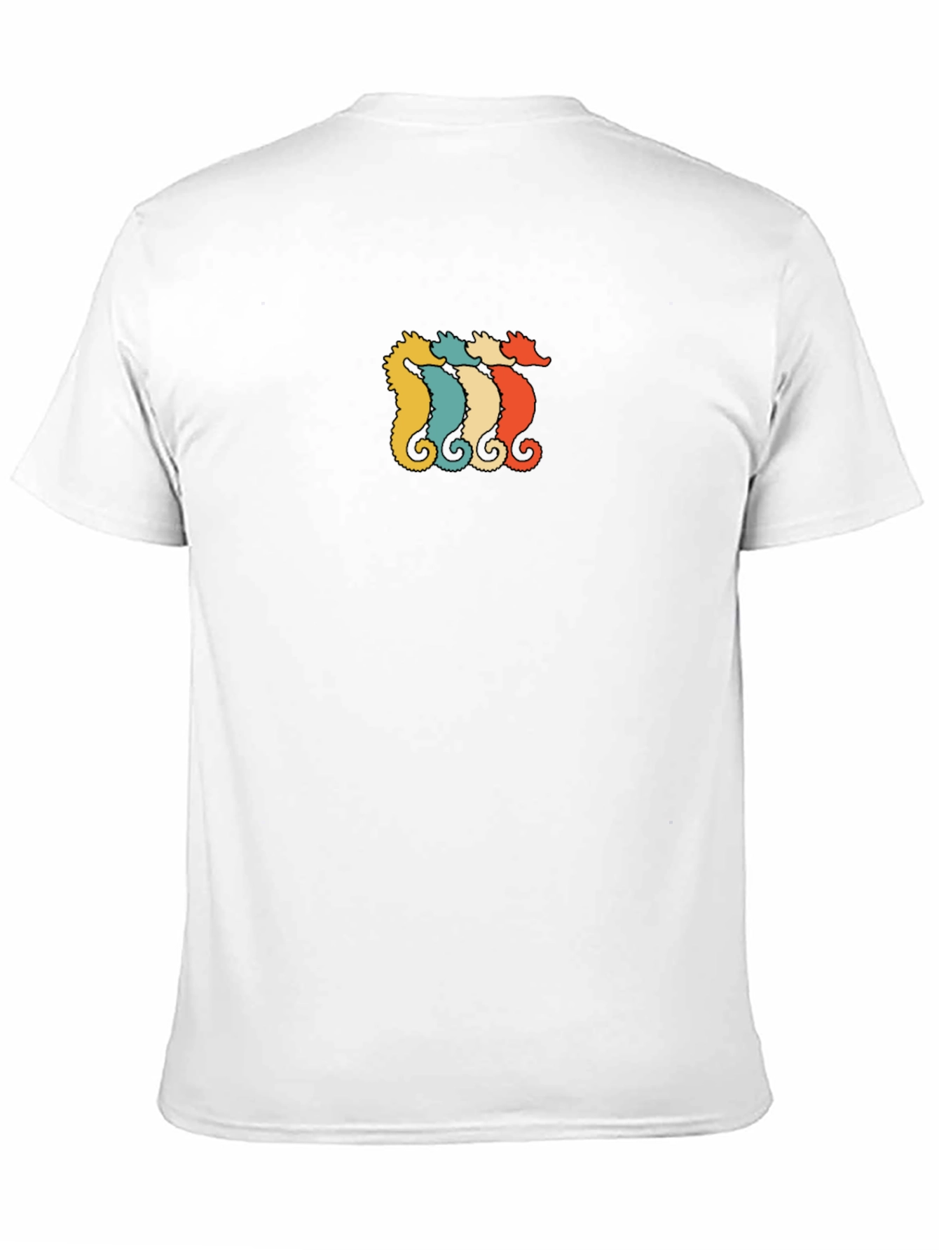Retro Seahorse Graphic Tee - Black Cotton T-Shirt